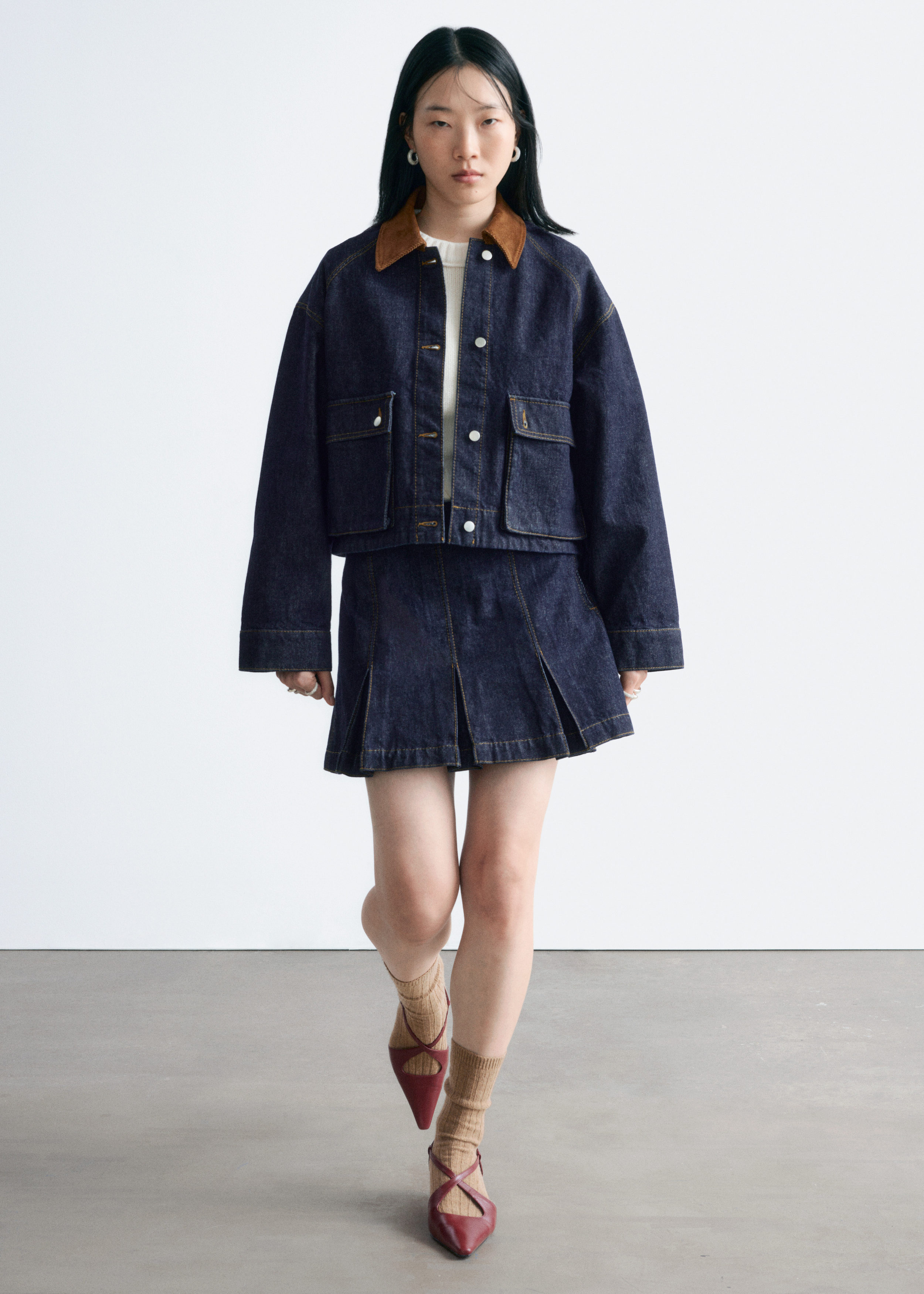 & Other Stories SHORT CORD-COLLAR DENIM JACKET