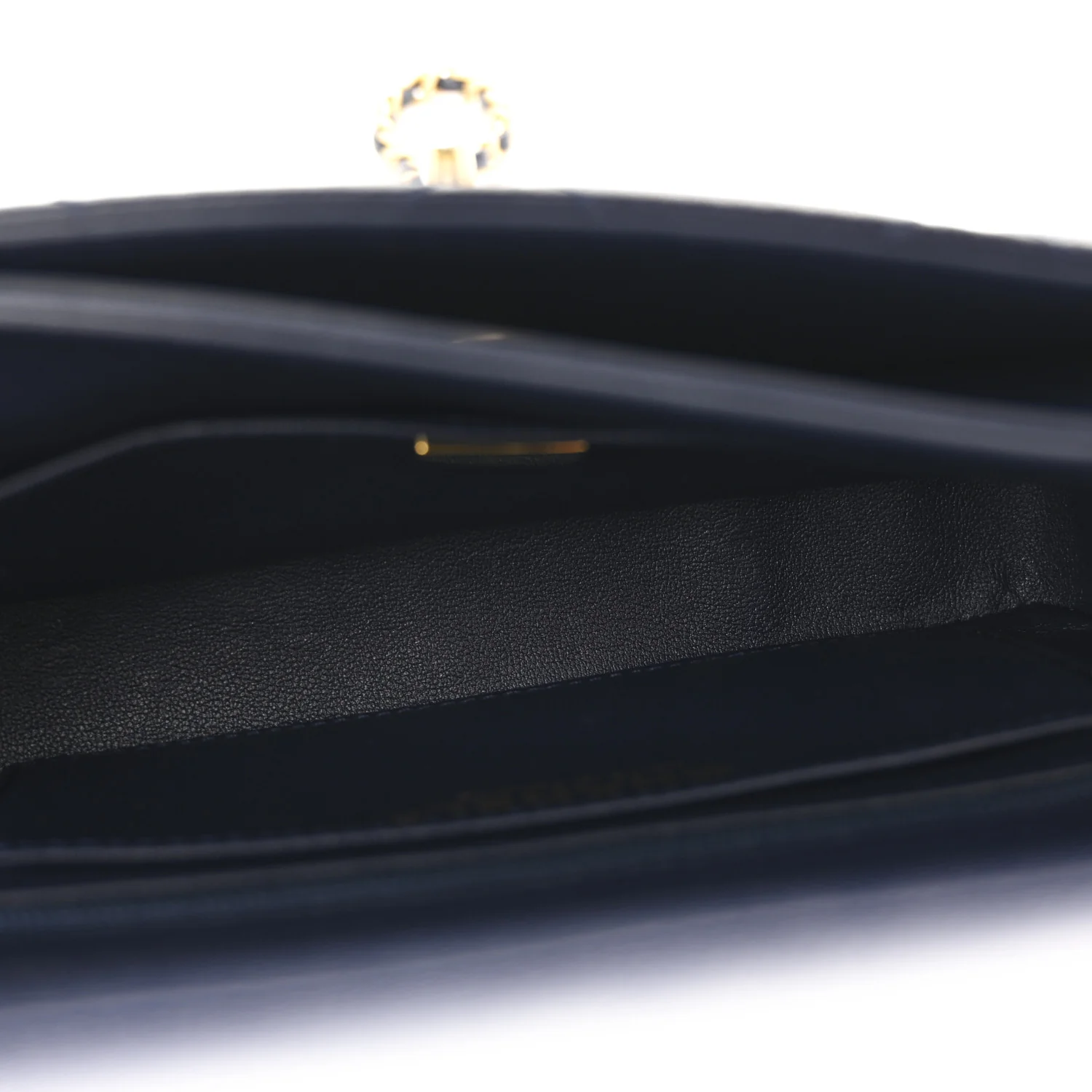 Shiny Caviar Quilted Mini Top Handle Flap Navy Blue - Top Club