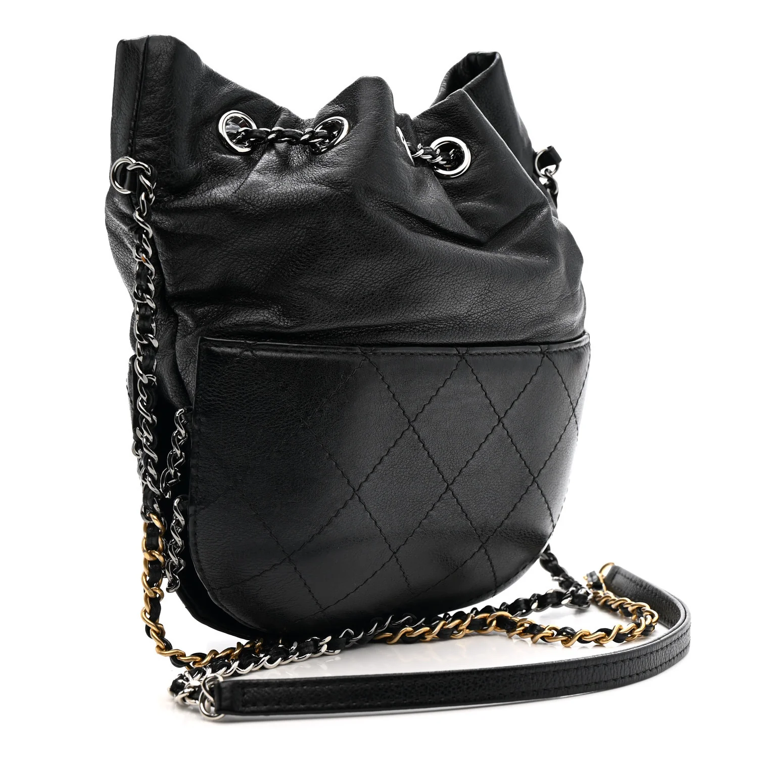 Calfskin Quilted Small Gabrielle Bucket Black - Top Club