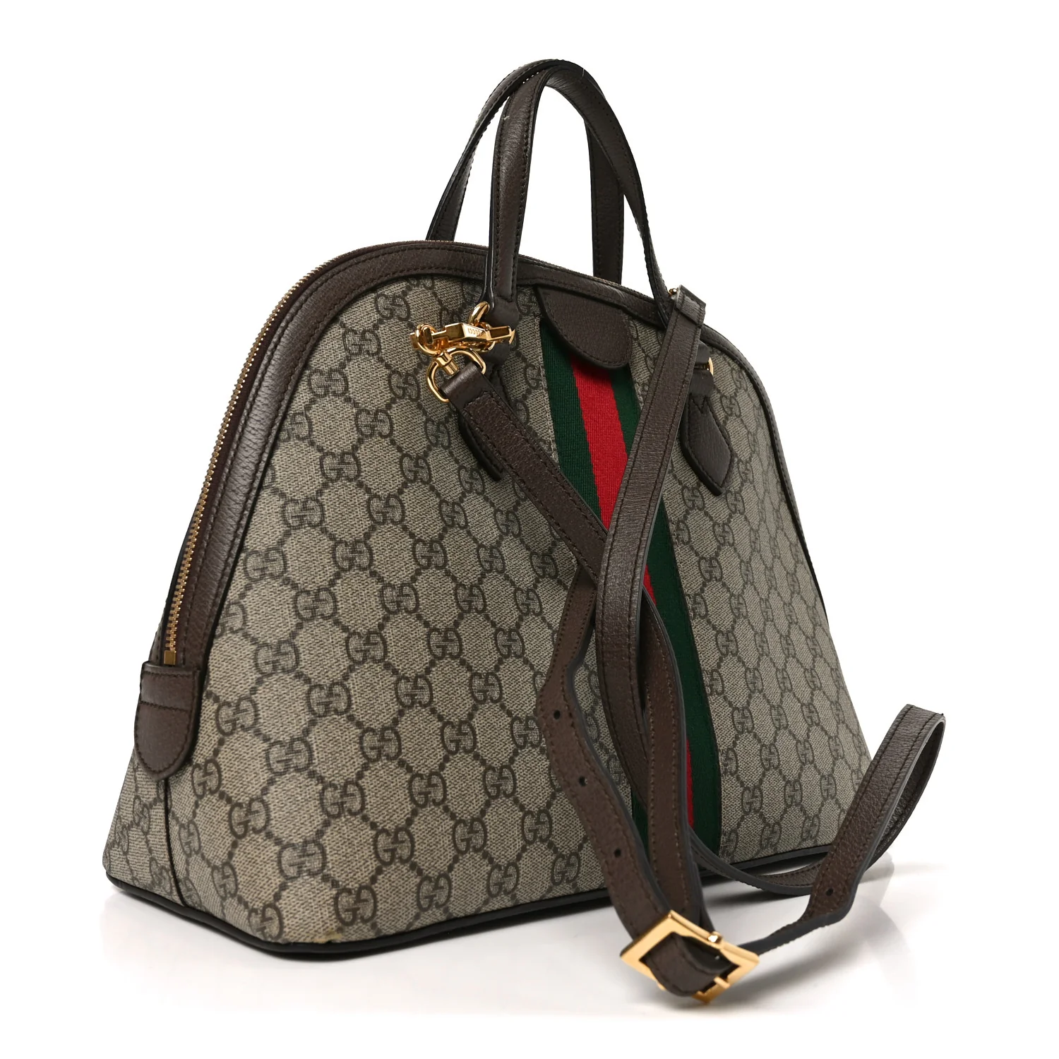GG Supreme Monogram Web Medium Ophidia Top Handle Dome Bag Brown - Top Club
