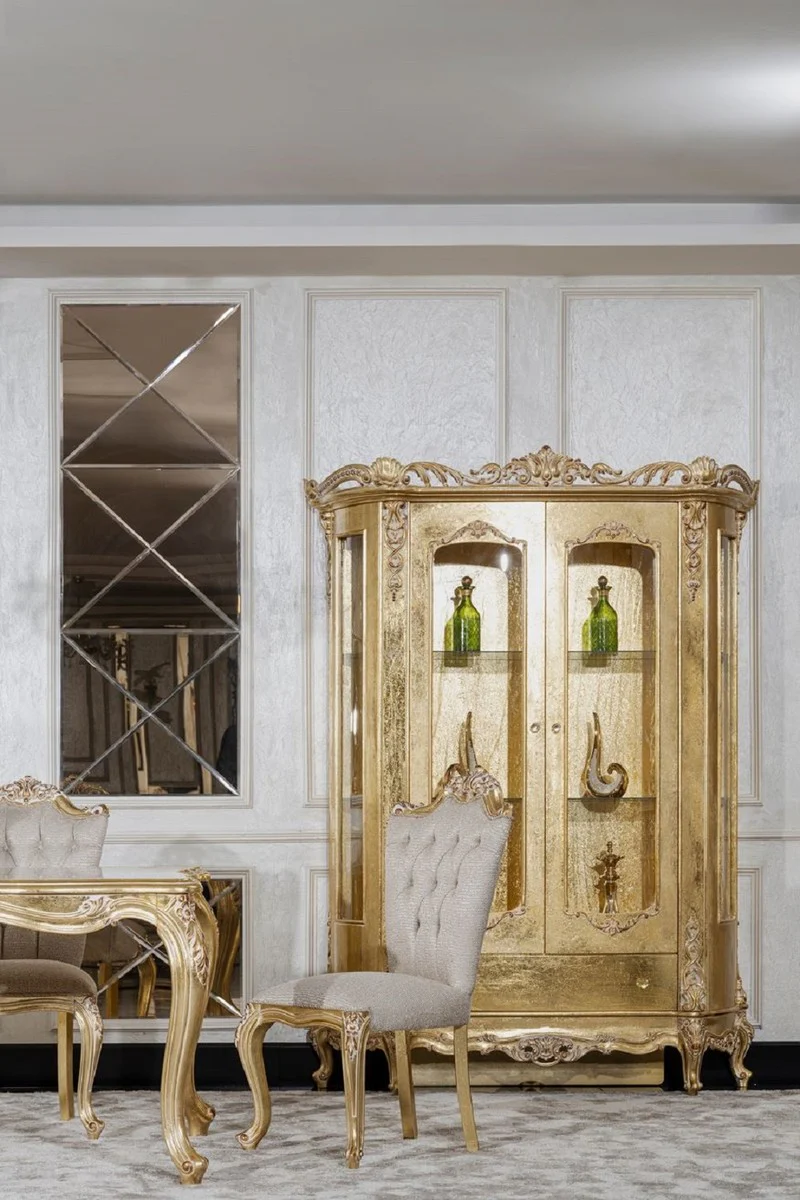 Luxury Baroque Dining Room Chair Set of 6 Gray / Gold - Magnificent Baroque Style Kitchen Chairs - Luxury Dining Room Furniture in Baroque Style - Baroque Dining Room Furniture - Baroque Style Furniture