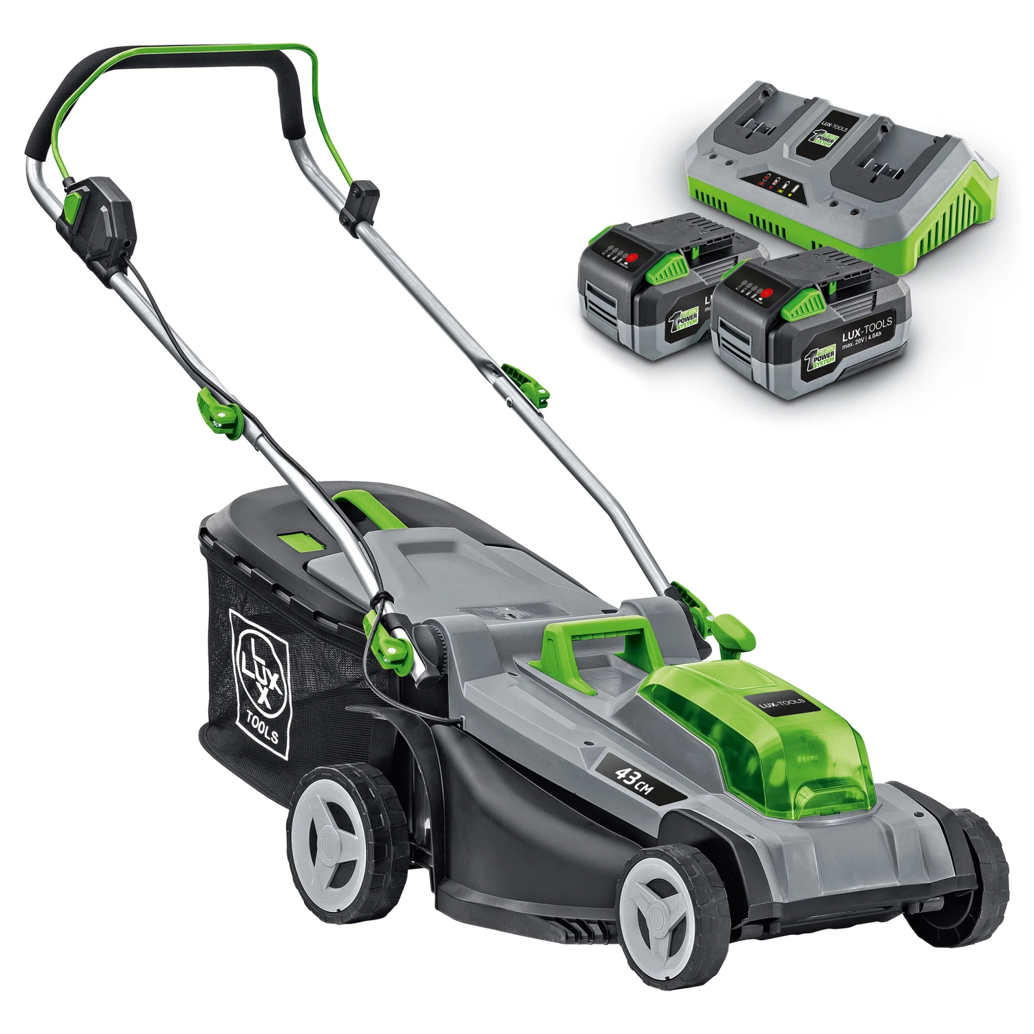 LUX-TOOLS Tagliaerba a batteria LUX A-RM-2x20/43 da 40 V L taglio 43 cm