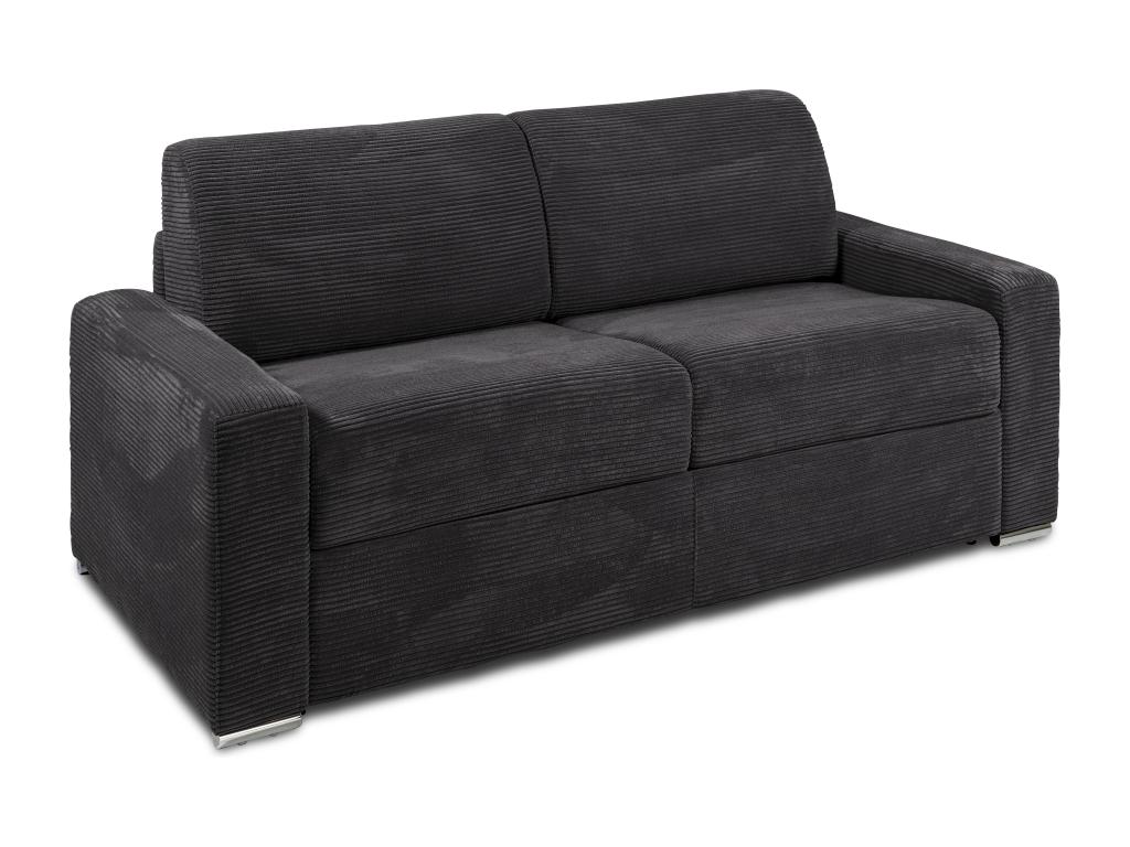 Sofá cama de 3 plazas de apertura rápida de pana gris antracita - Cama de 140 cm - Colchón de 14 cm - CALITO