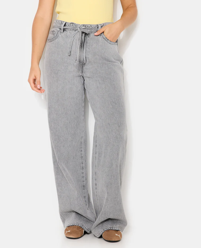 Pimkie Jean baggy taille basse avec ceinture à nouer