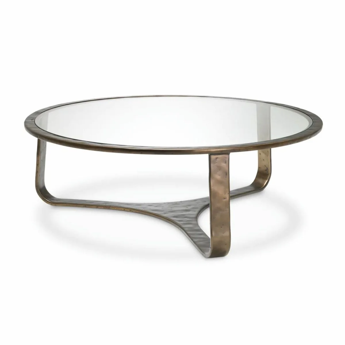 Luxury aluminum coffee table with glass top bronze Ø 102 cm - living room furniture
