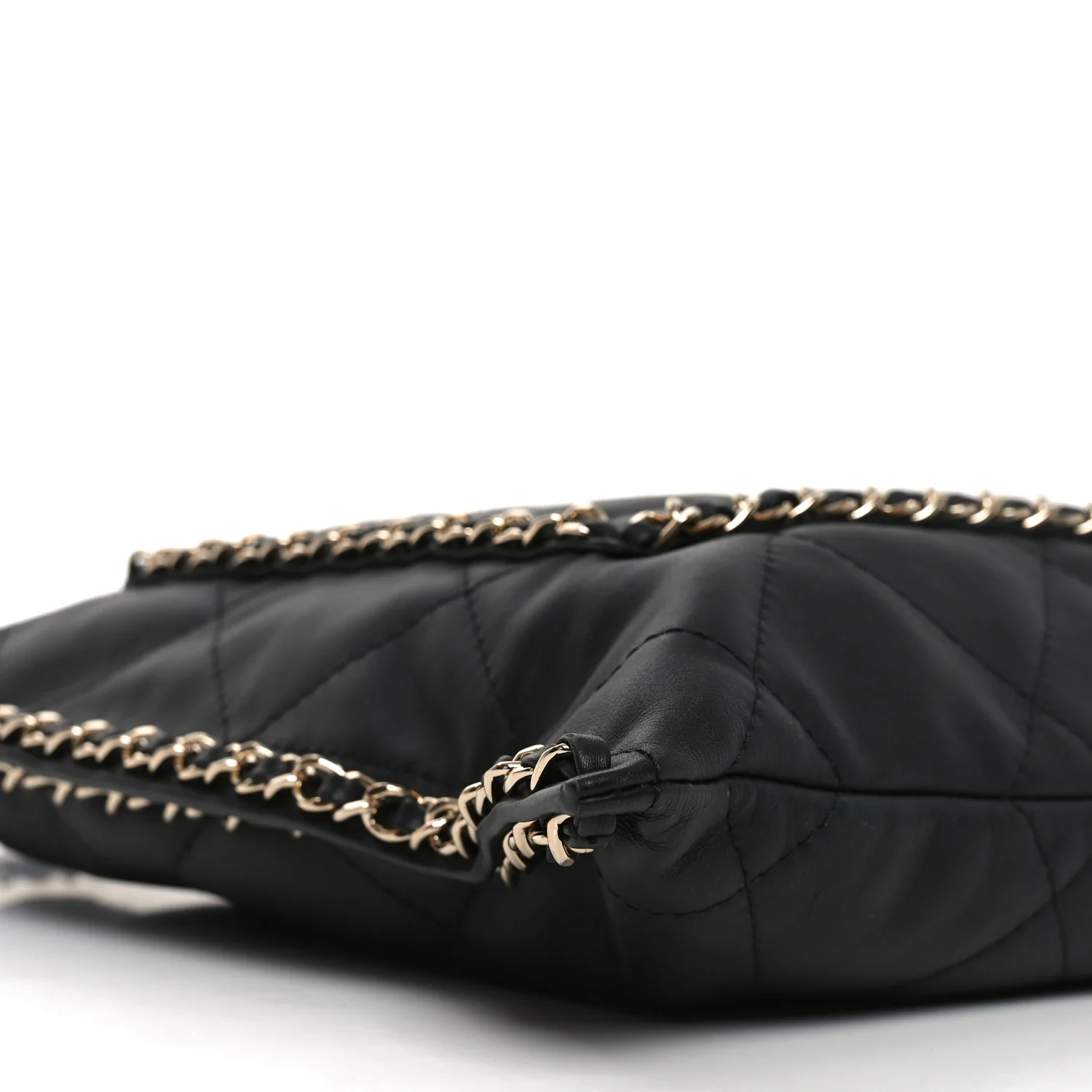 Calfskin Quilted Chain Flat Tote Black - Top Club