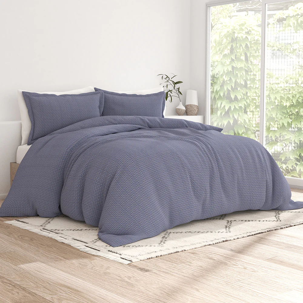 Blue Diamond Pattern 3-Piece Duvet Cover Set (Sale)