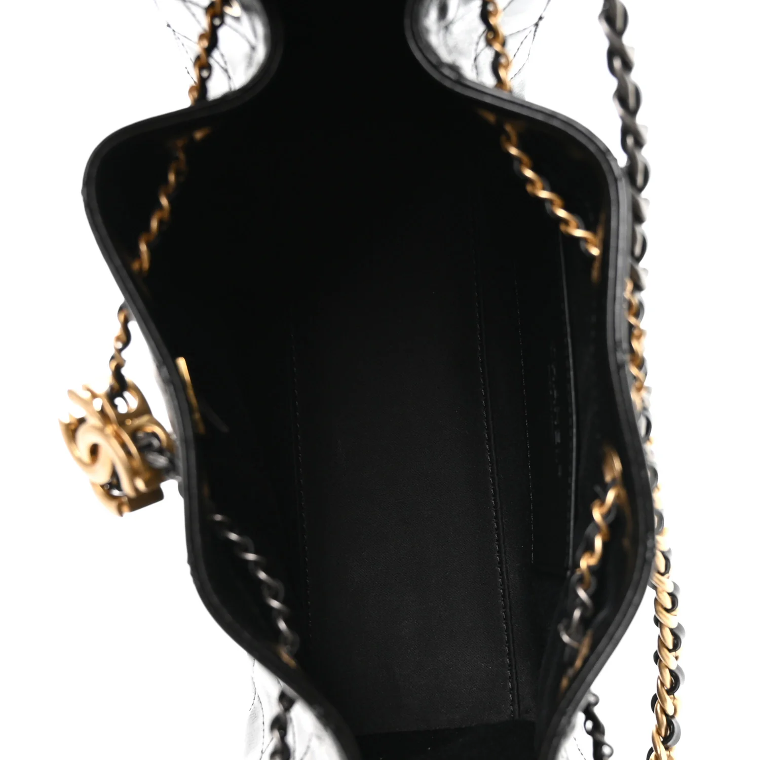 Shiny Crumpled Calfskin Quilted Mini Chanel 25 Handbag Black - Top Club