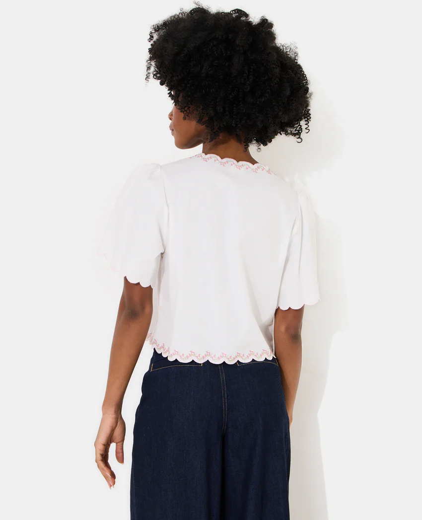 Pimkie Blouse manches courtes avec fleurs points de croix