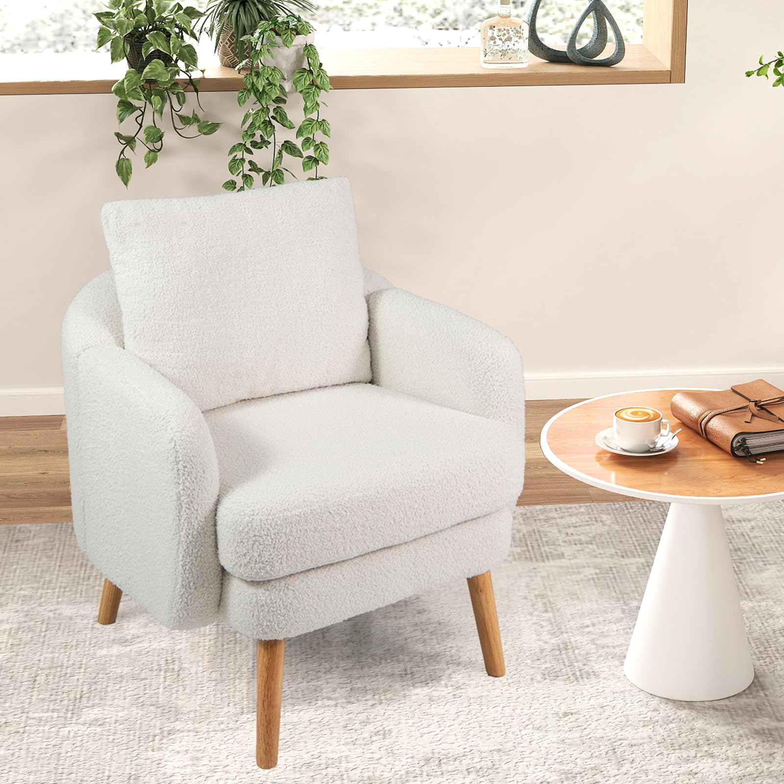 BEFOUNDLOVELY Sherpa Accent Chair Upholstered Armchair with Seat Cushion