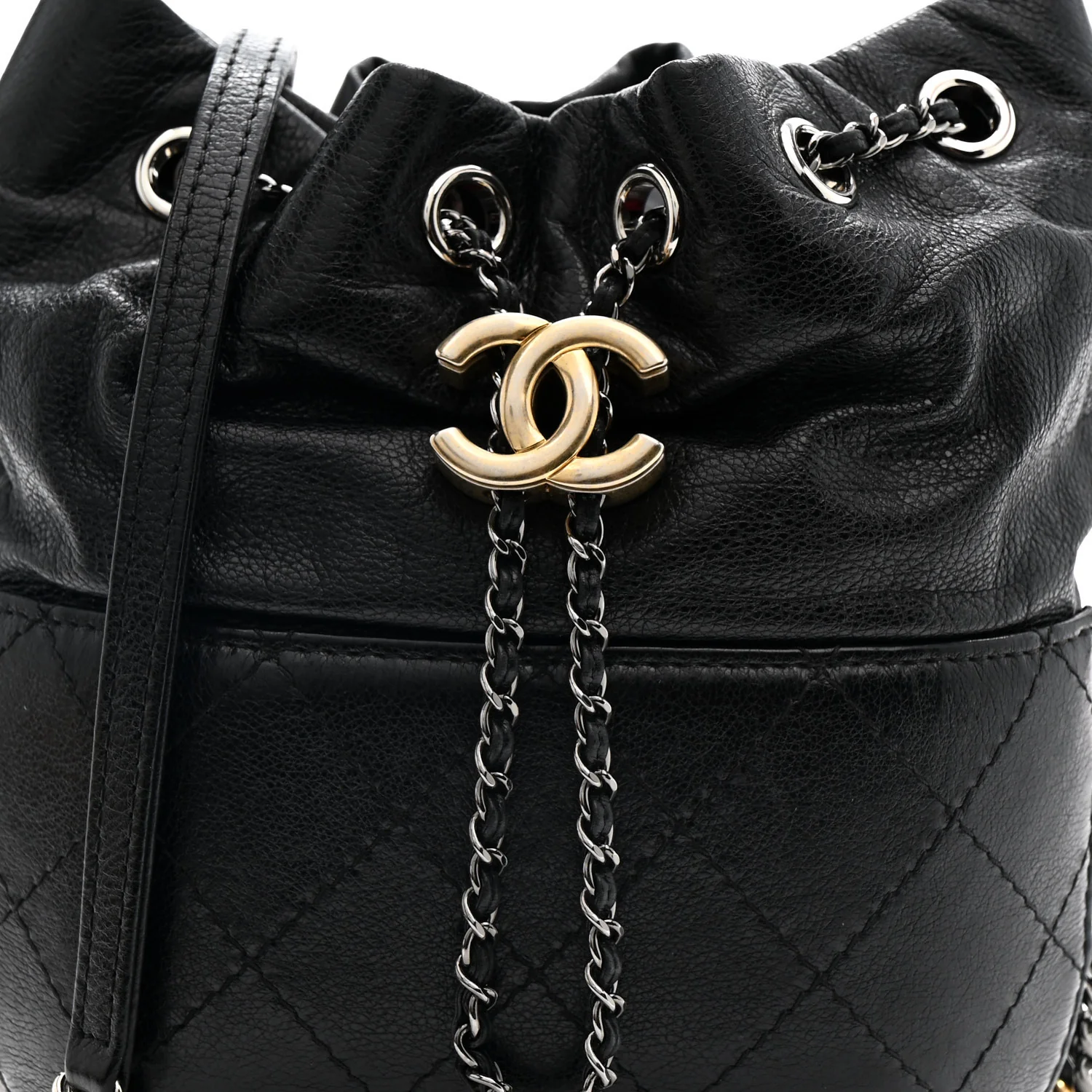 Calfskin Quilted Small Gabrielle Bucket Black - Top Club