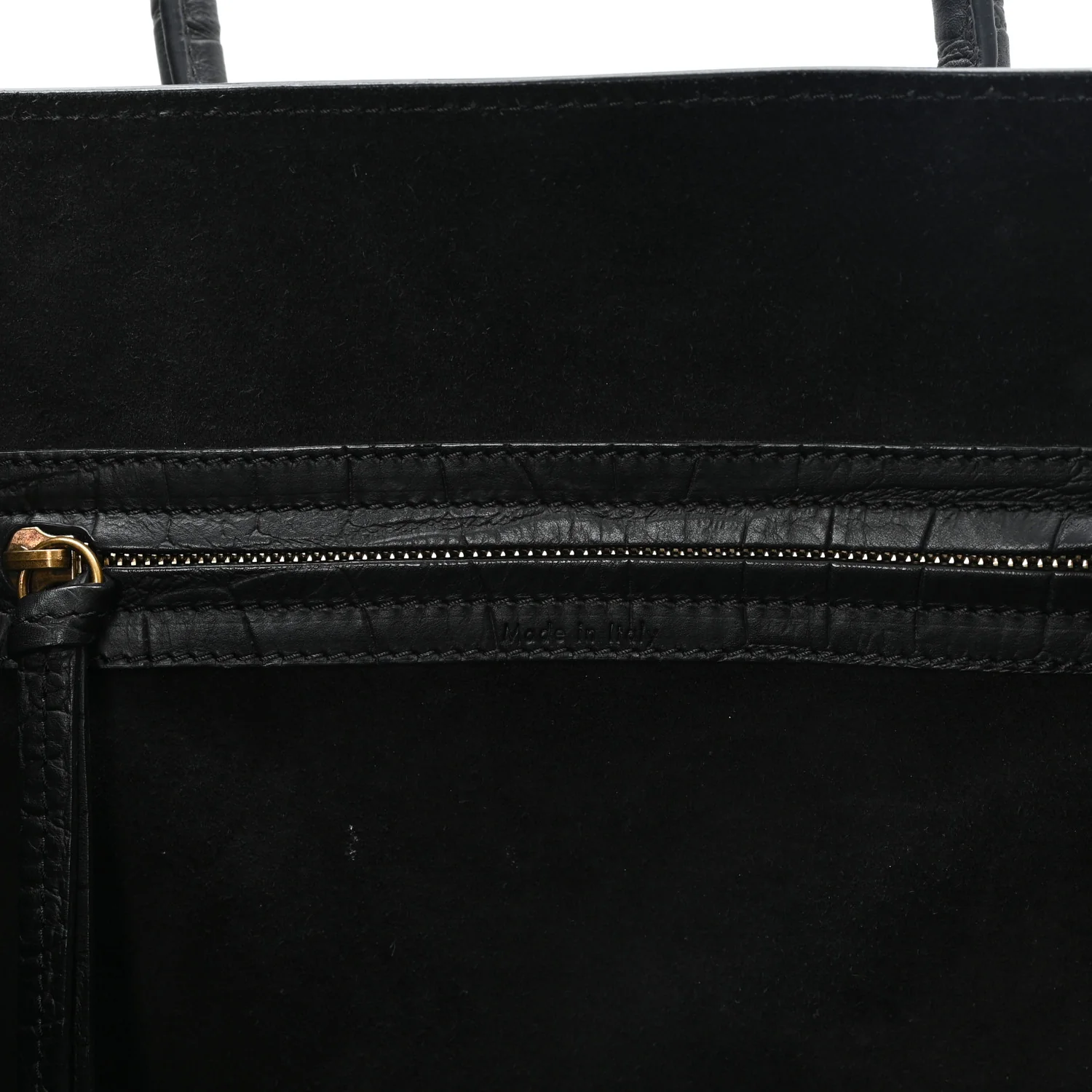 Crocodile Embossed Calfskin Medium Phantom Luggage Black - Top Club