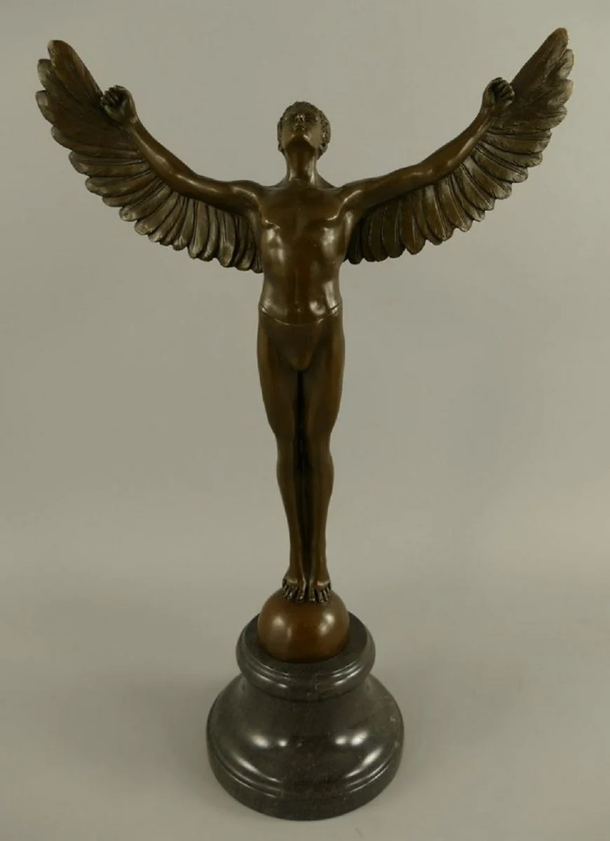Luxury Art Nouveau decorative sculpture Icarus bronze / black 27 x 12 x H. 40 cm - Bronze figure with marble base - Baroque & Art Nouveau bronze sculptures