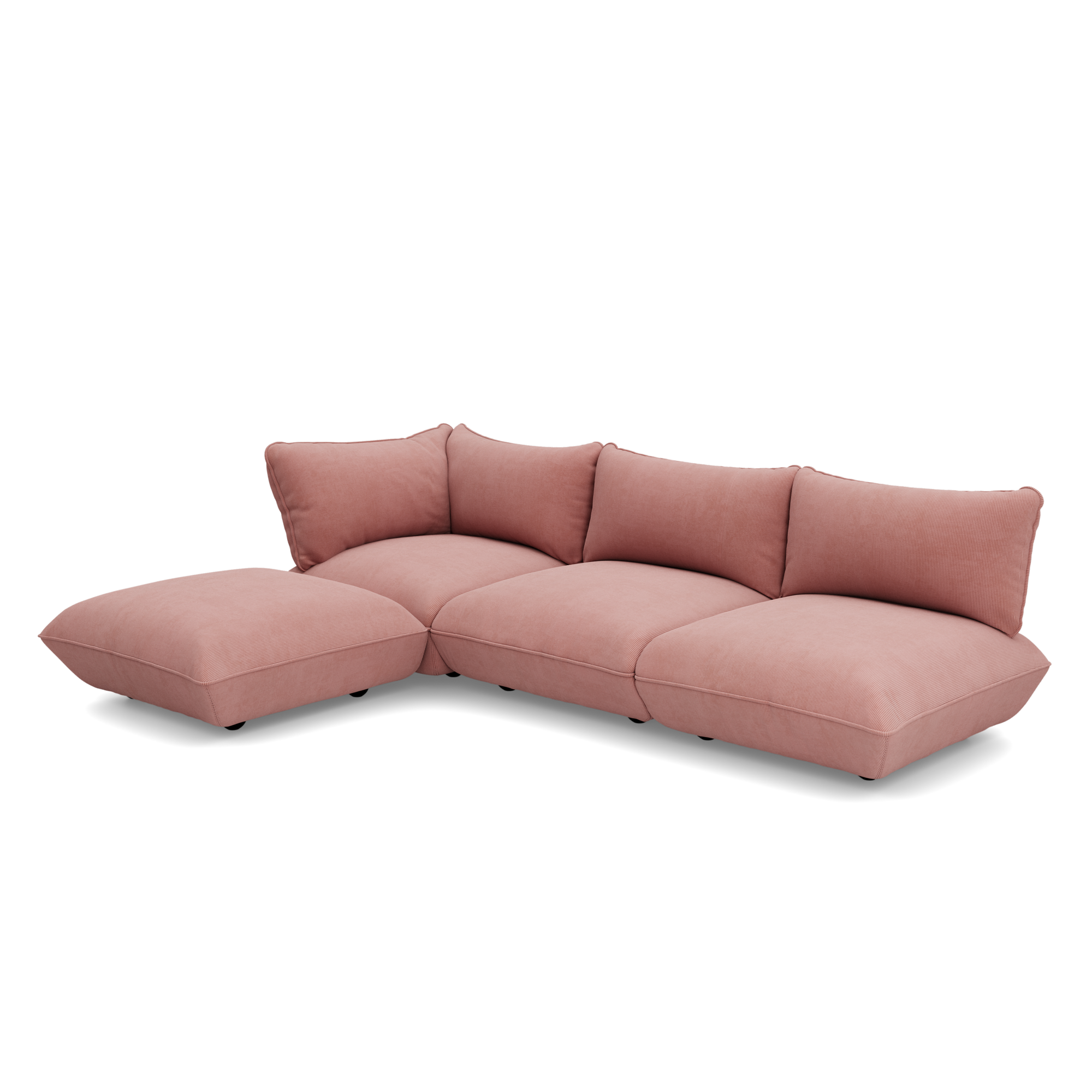 Hoekbank Sumo links cord recycled soft pink
