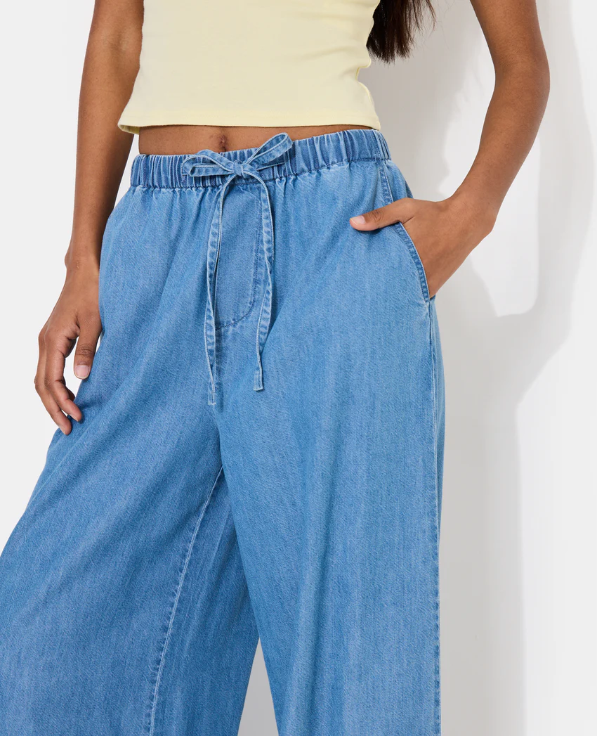 Pimkie Pantalon large ceinture élastiquée effet jean