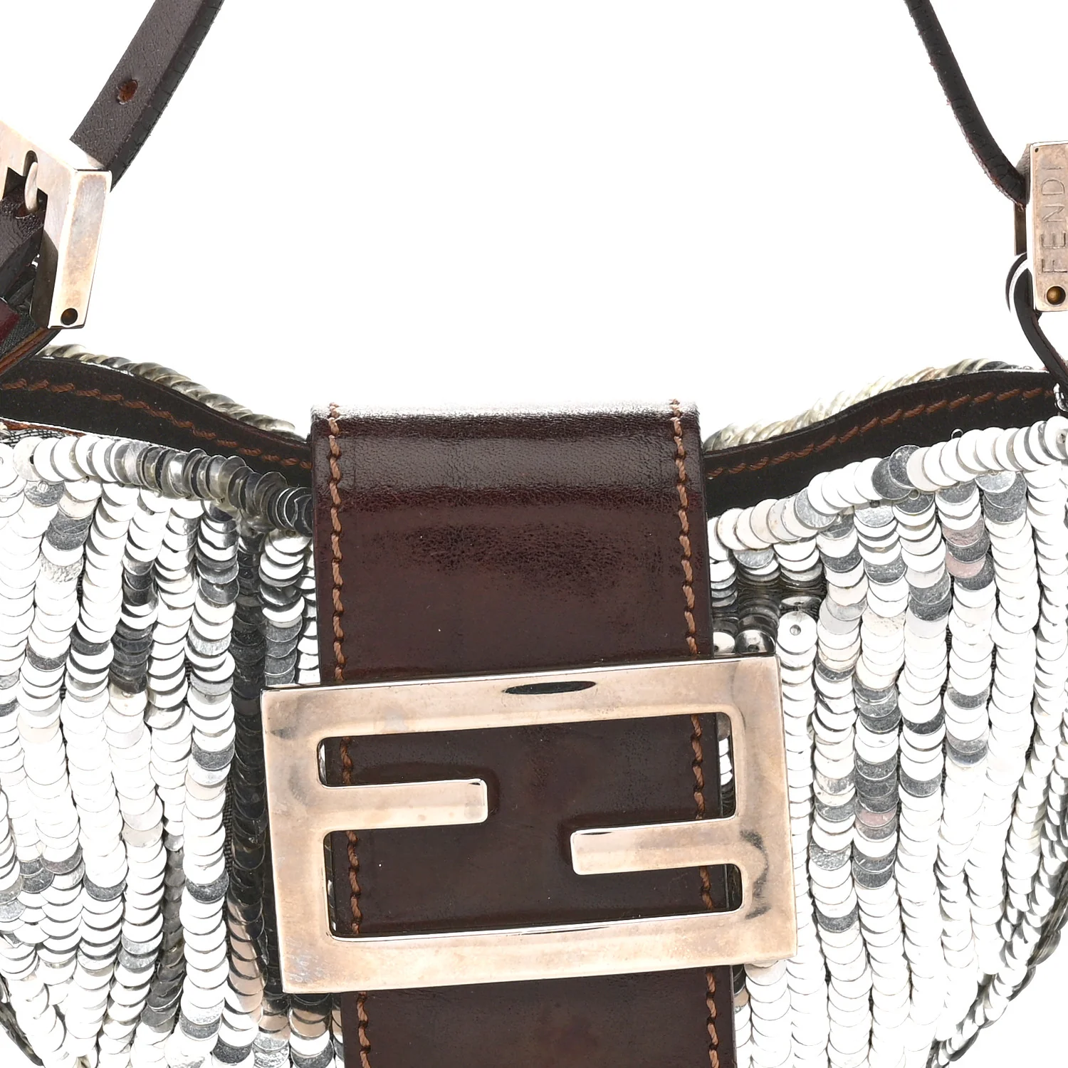 Sequin Paillettes Mini Half Moon Baguette Silver - Top Club
