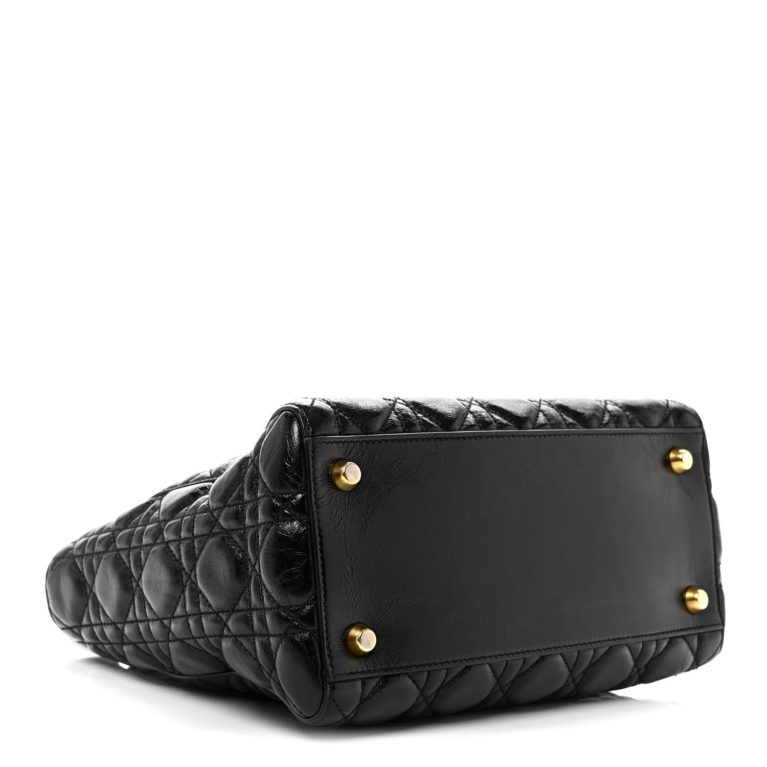 Crinkled Patent Cannage Medium Bohemian Lady Dior Black - Top Club