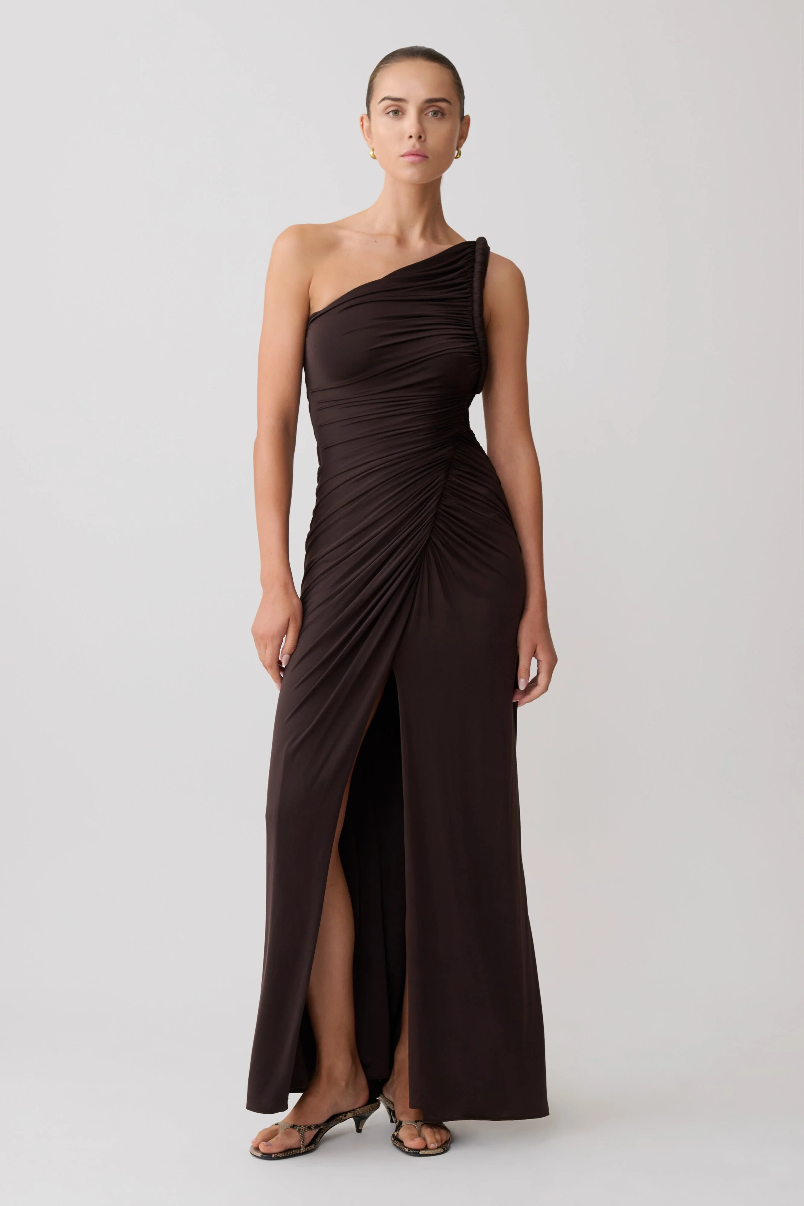 Ryn Twisted One Shoulder Maxi Dress - Sky Blue