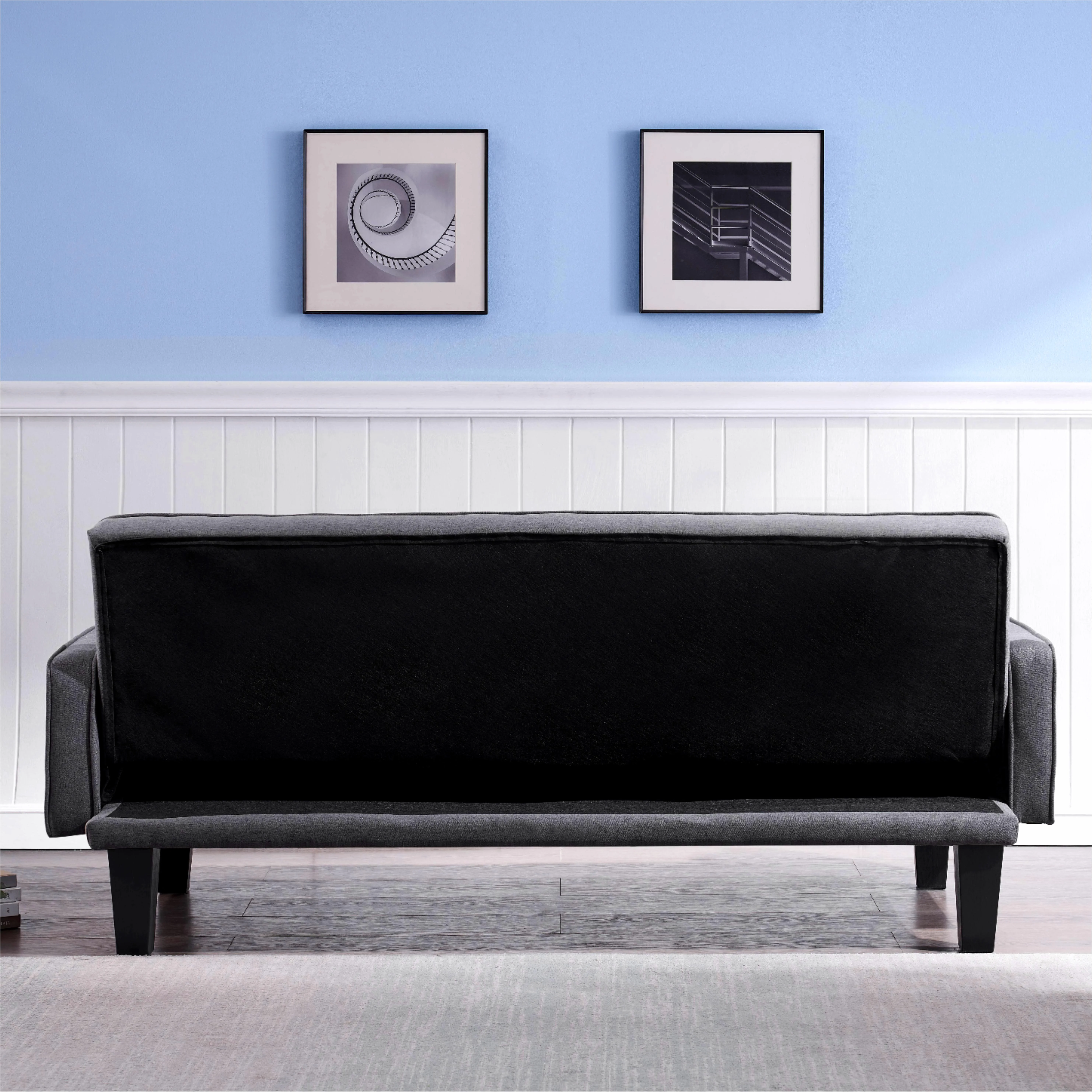72" Convertible Loveseat Sofa Bed Sleeper Daybed, Modern Upholstered Folding Recliner, Small Futon Sofa for Living Room Apartment Office, Gray 02