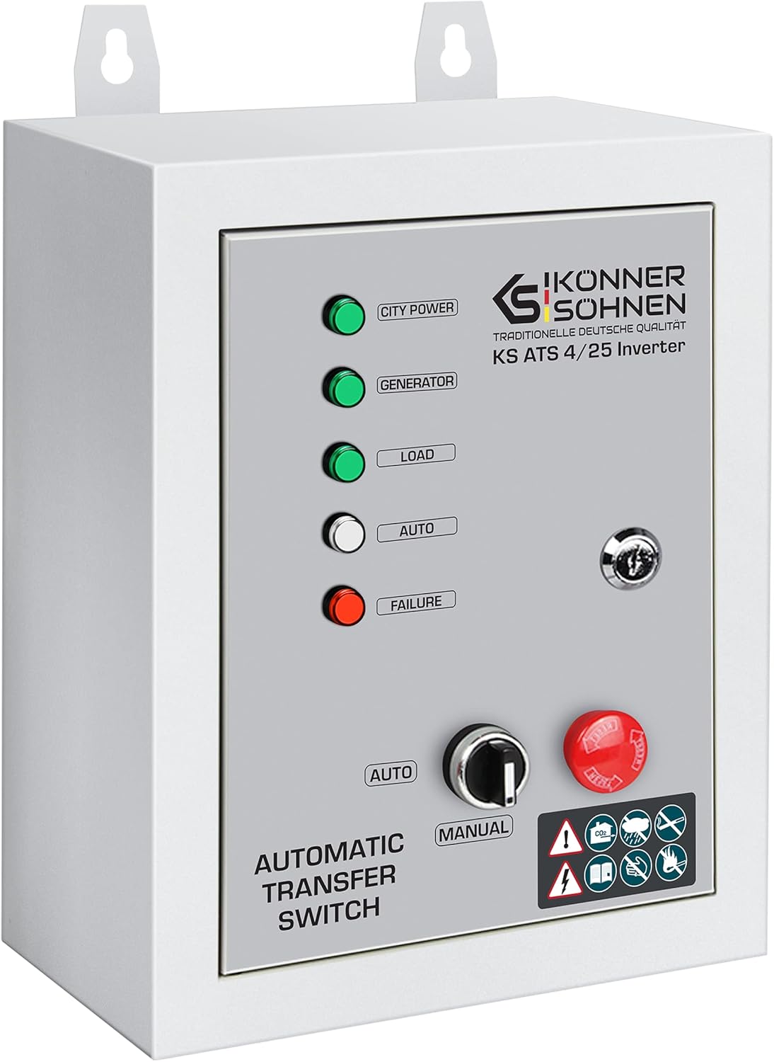K&S Könner&Söhnen Generatore ATS 4/25 Inverter ATS (Automatic Transfer Switch), Start/Stop Generatore Automatico, 5.75 (11.5) kW (230 V) e 13 kW (400 V), Residenziale, Commerciale, Backup di emergenza