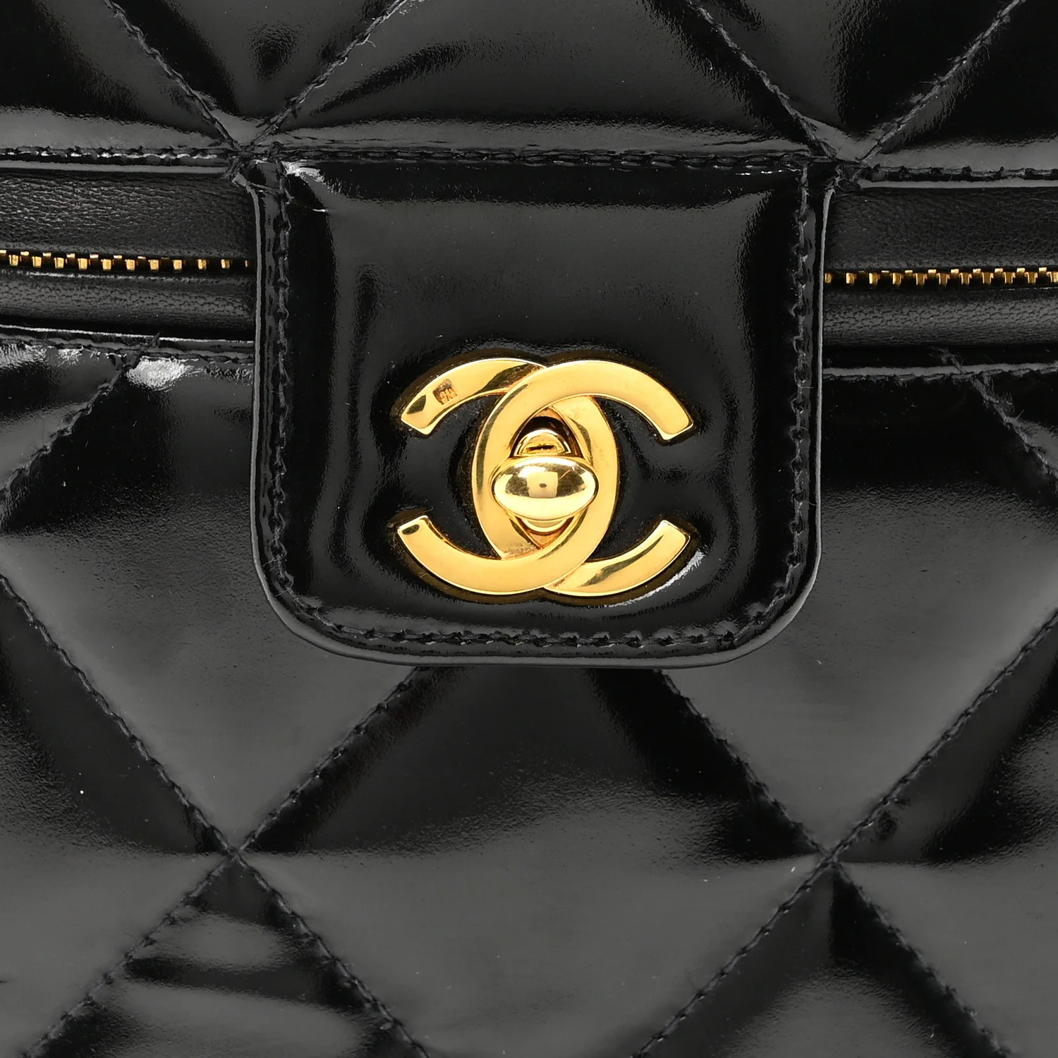 Patent Quilted Top Handle Vanity Case Black - Top Club