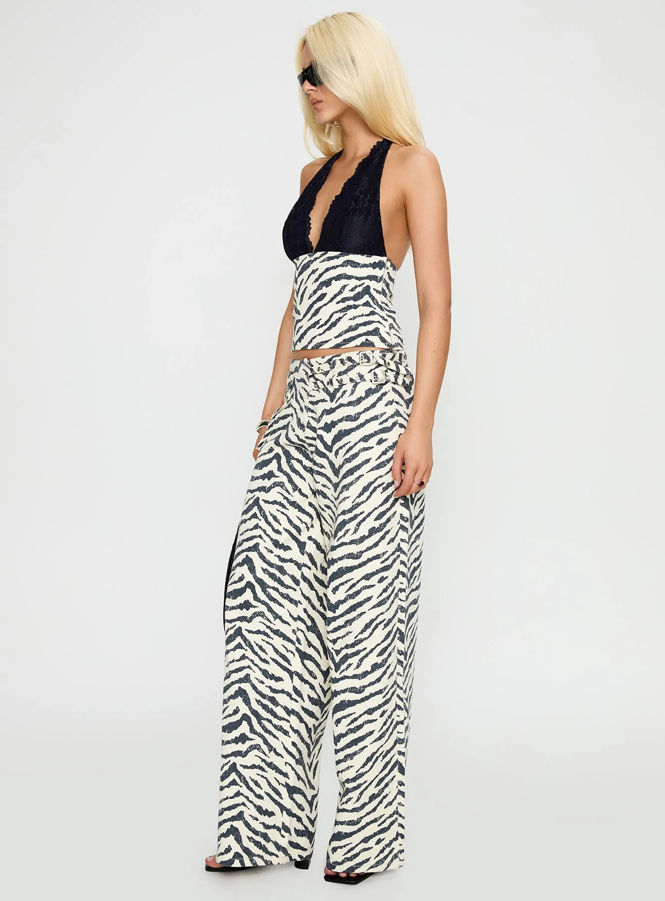 Paltrow Mid Rise Wide Leg Cargo Jeans Zebra