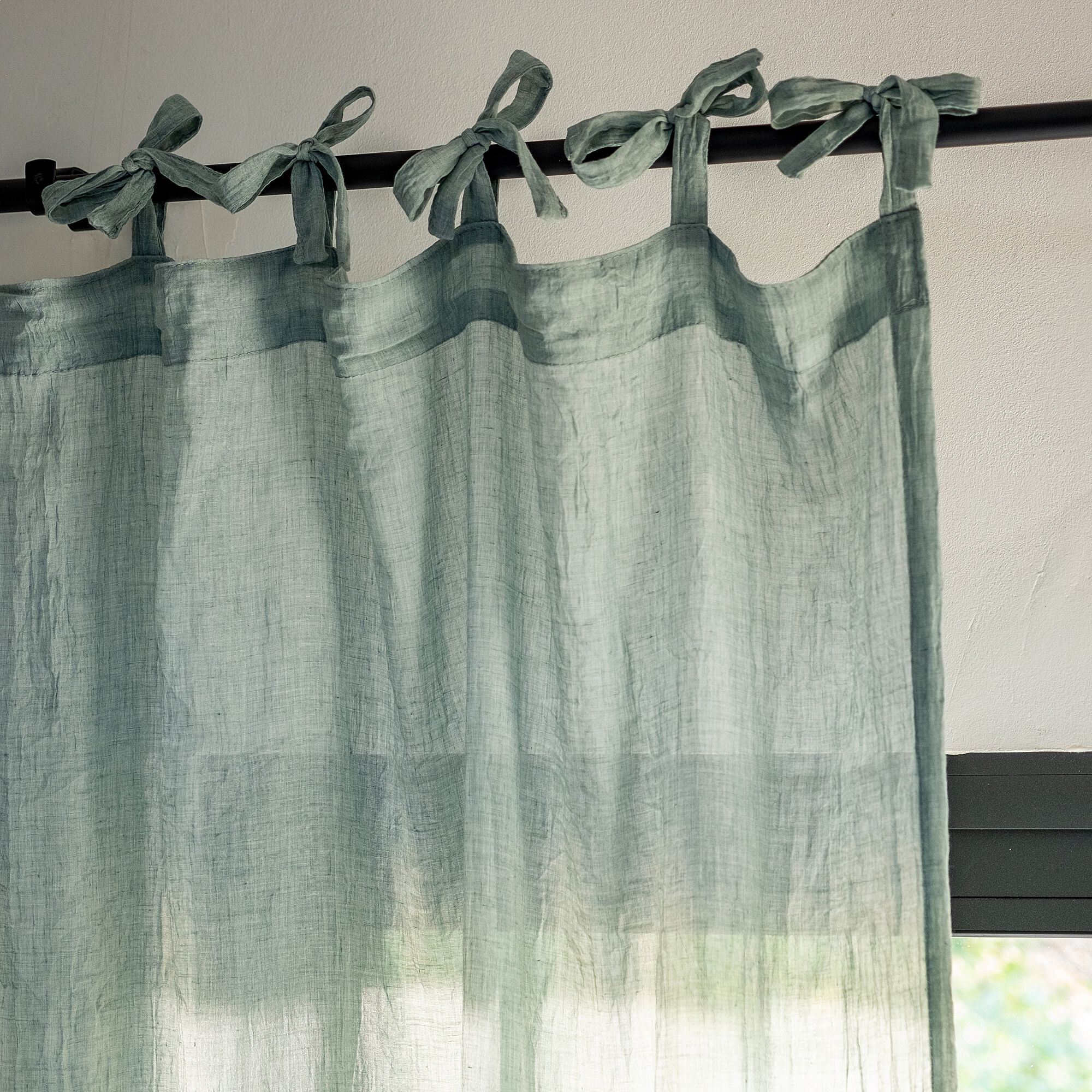 ALBY - Voilage à nouettes en polyester et coton 130x250cm -bleu calaluna