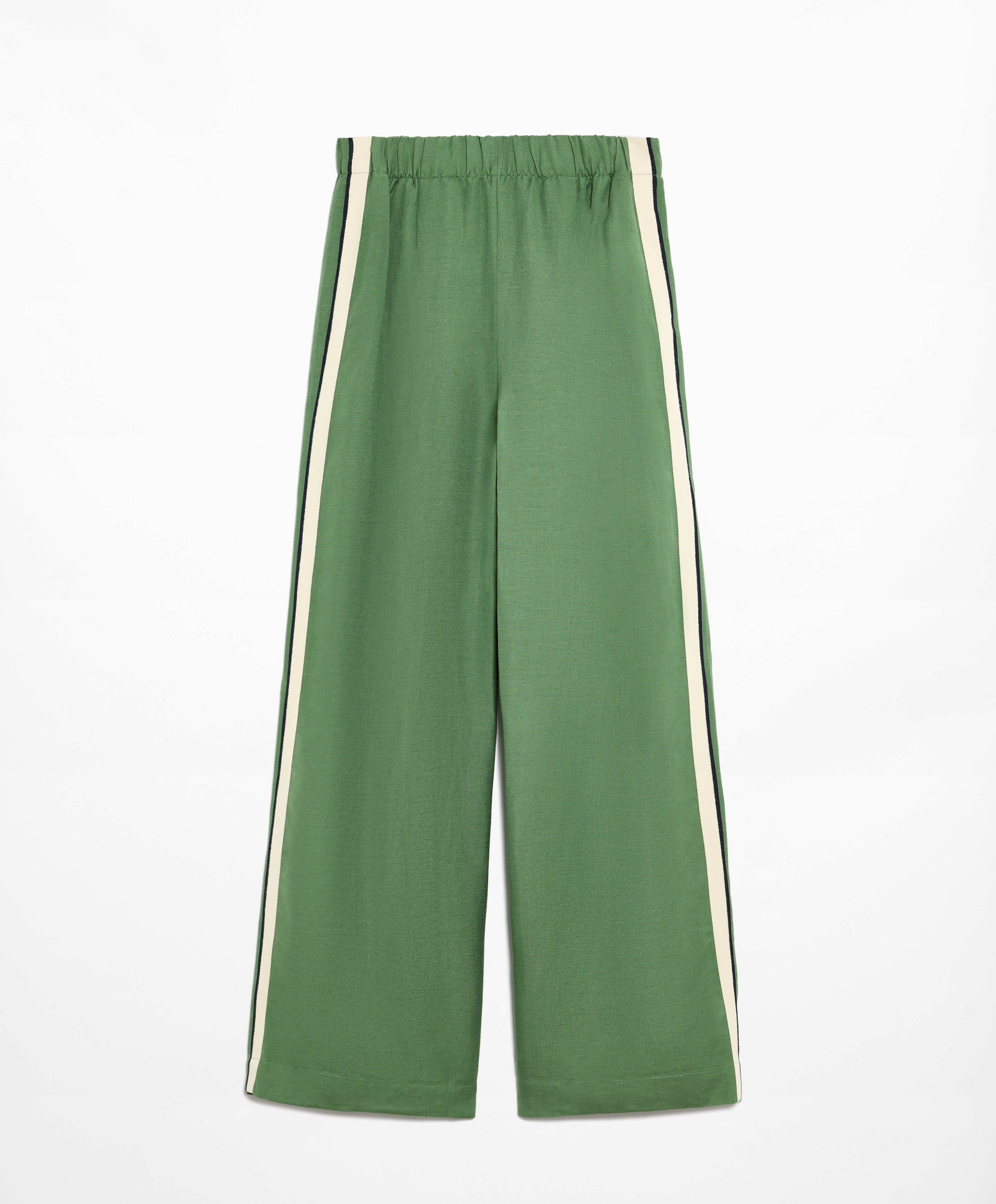 OYSHO Trousers with linen appliqué along the sides