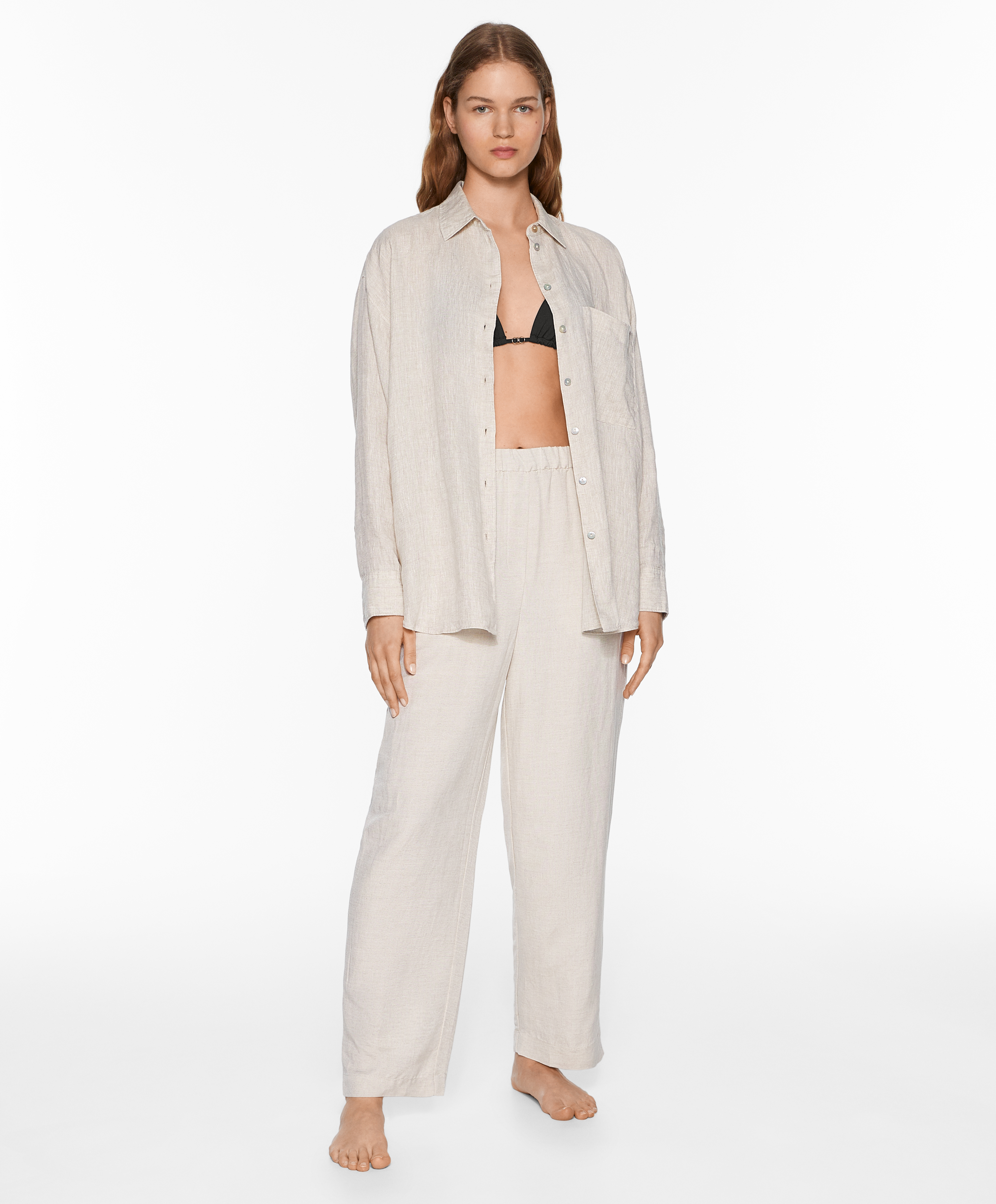 OYSHO Slim-fit trousers with linen