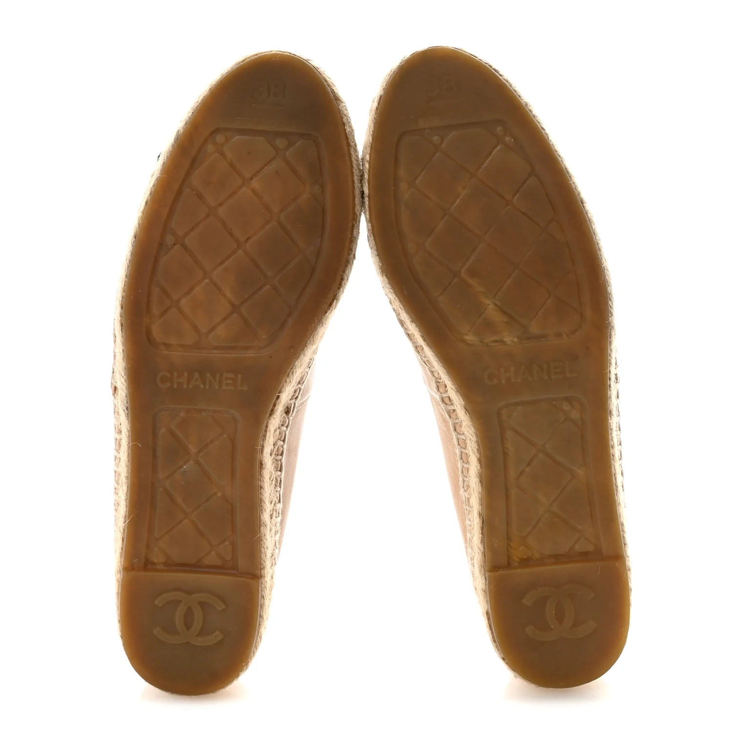 Lambskin CC Espadrilles 38 Beige Black - Top Club