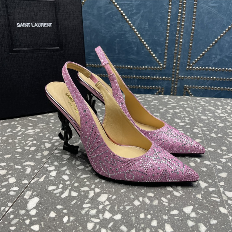 YSL rhinestone high heel classic logo letter high heel sandals - Sneaker Replica Workshop