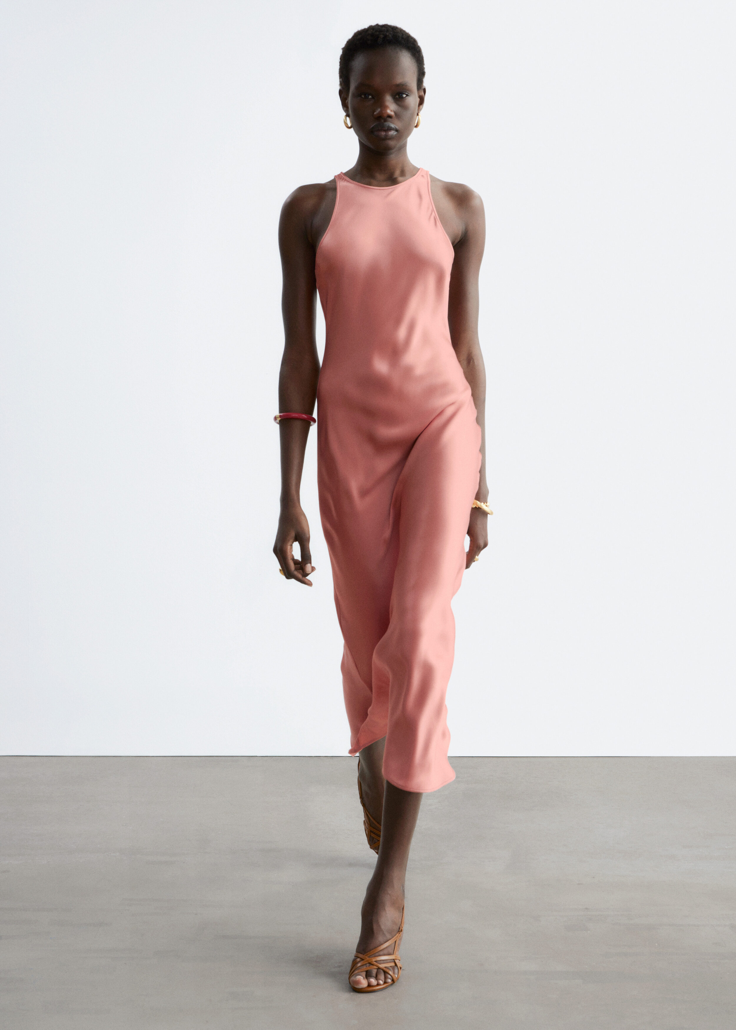 & Other Stories SLEEVELESS SATIN MIDI DRESS