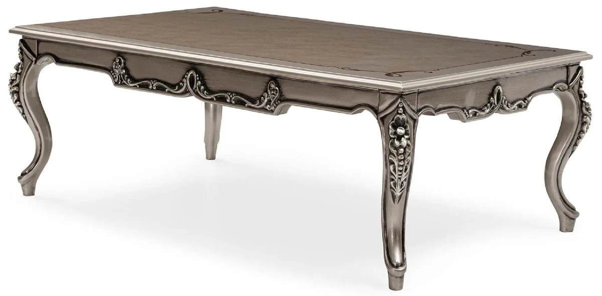 Luxury Baroque coffee table silver - Handcrafted solid wood living room table in Baroque style - Baroque furniture - Luxury furniture in Baroque style - Baroque furnishings - Noble & magnificent