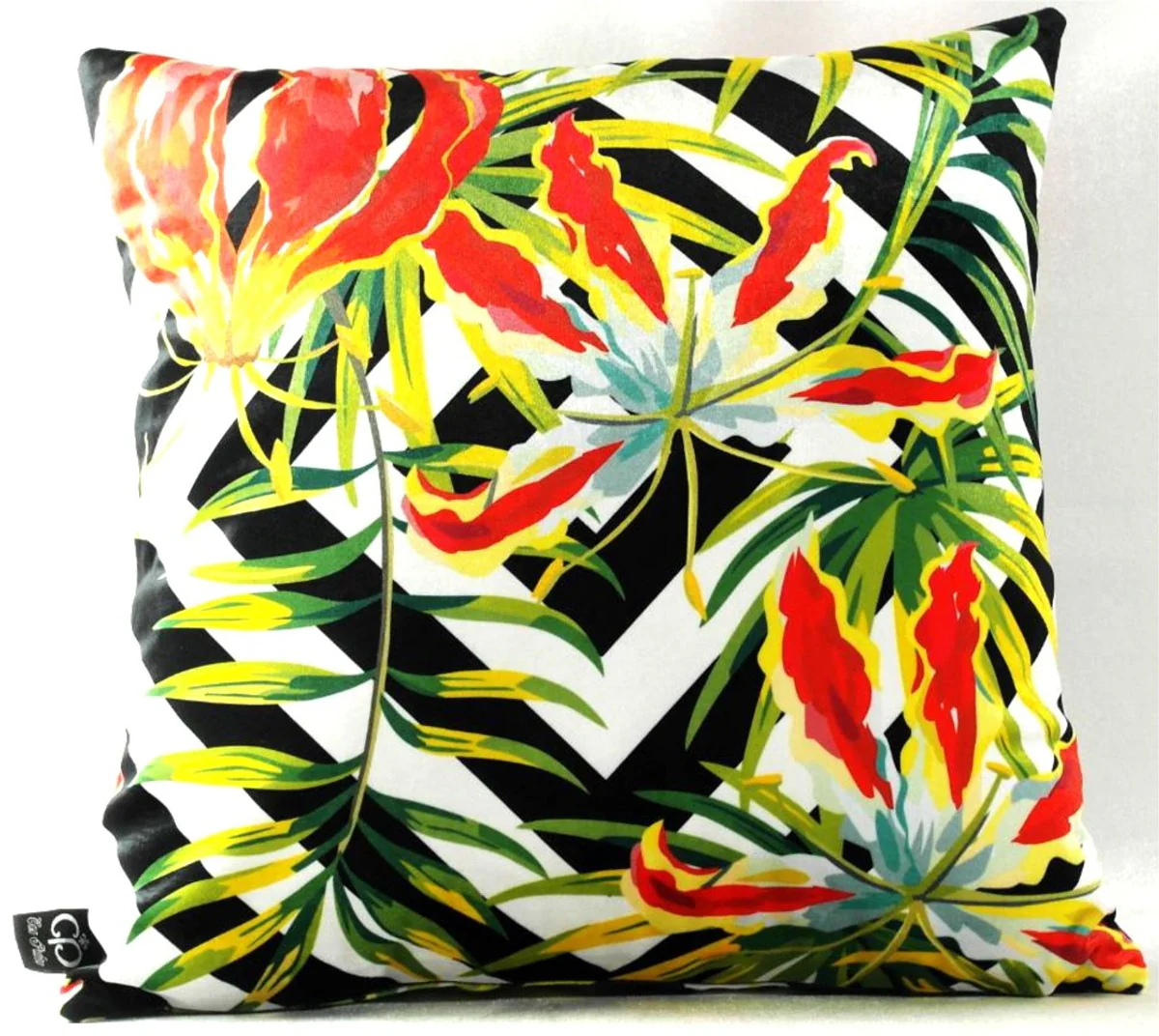 Luxury decorative cushion Detroit Plants multicolored 45 x 45 cm - finest velvet fabric - living room cushion