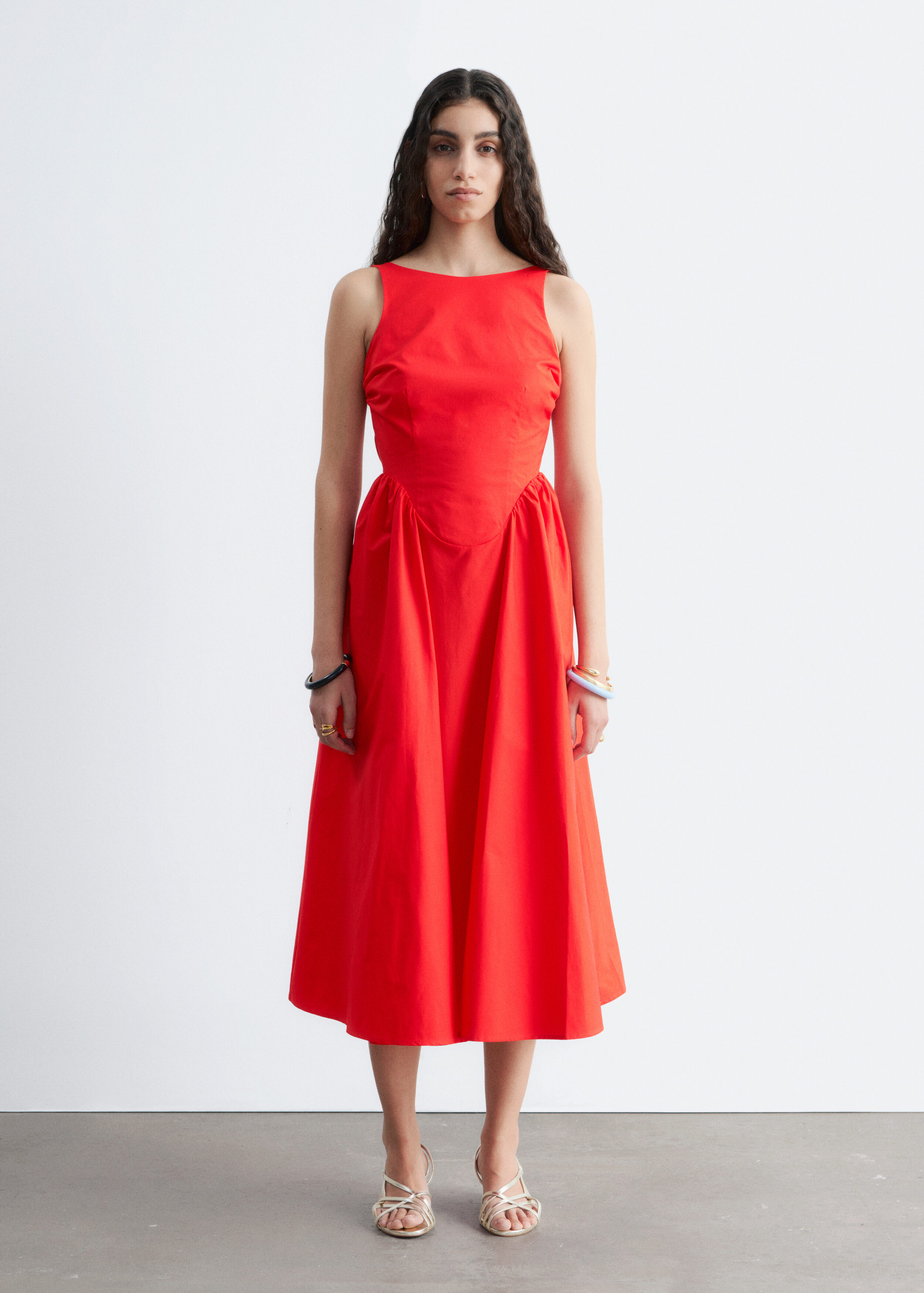 & Other Stories TIE-BACK MIDI DRESS