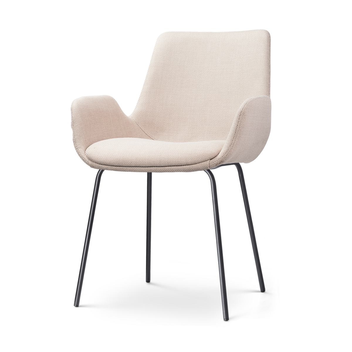 Eetkamerstoel Nora-Eef beige - zwart onderstel
