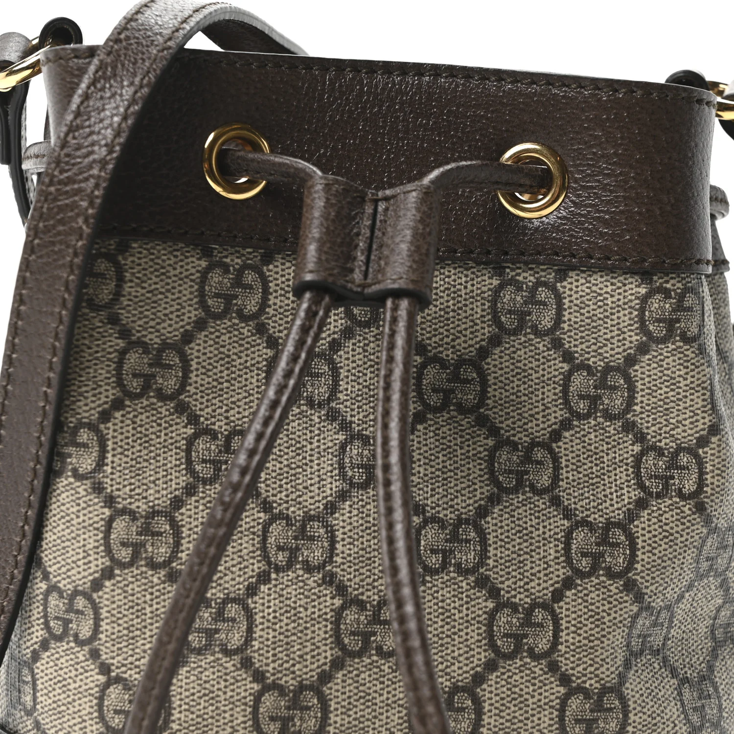 GG Supreme Monogram Web Mini Ophidia Bucket Bag Brown - Top Club