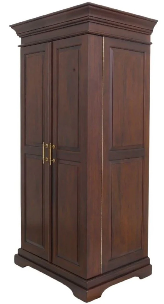 Luxury country house style mahogany wine cabinet with 2 doors dark brown / brass 92 x 70 x H. 190 cm - mahogany bar cabinet - solid wood cabinet in country house style - country house style bar furniture