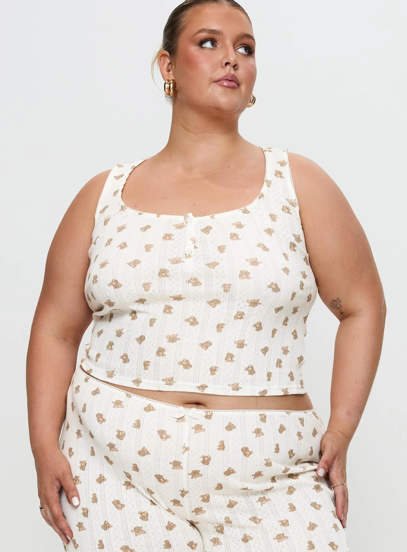 Sleepytea Pointelle Sleep Tank Top Multi Curve