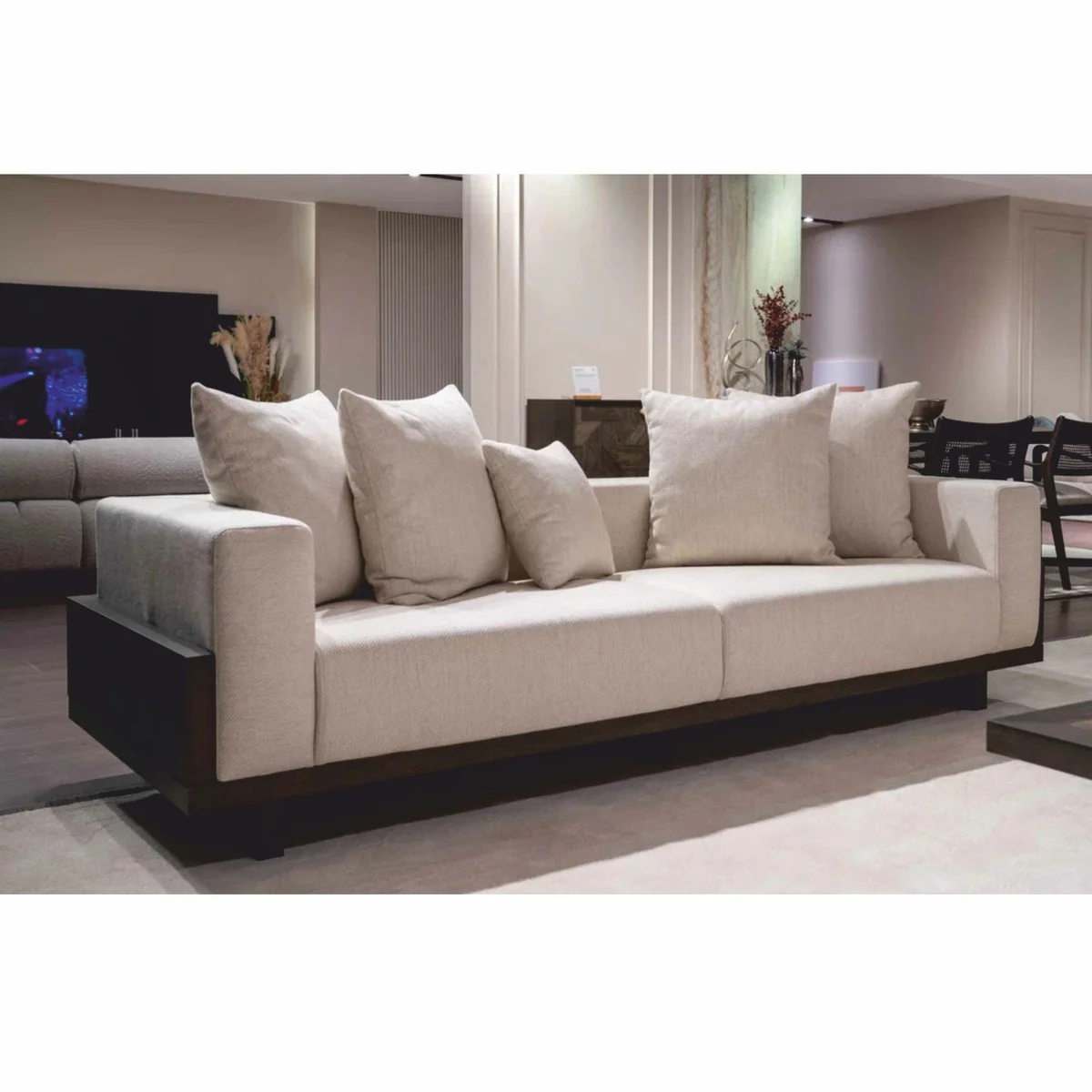 Luxury Sofa Cream / Dark Brown 240 cm - Living Room & Hotel Furniture