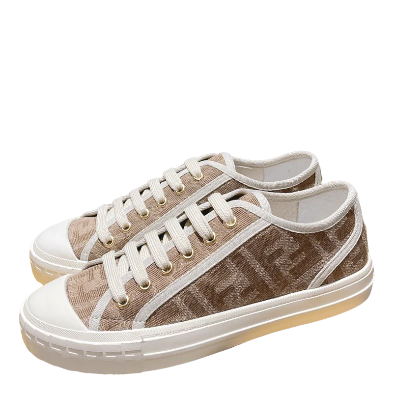 Fendi Unisex Beige Monogram Sneakers For Timeless Luxury Casual Wear - Sneaker Replica Workshop