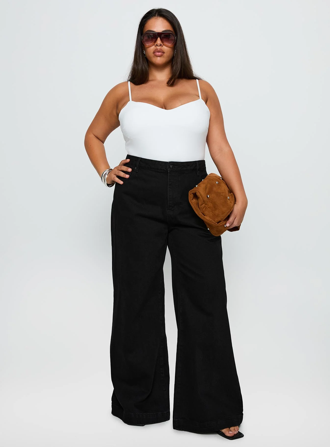 Goldie High Rise Wide Leg Jeans True Black Curve