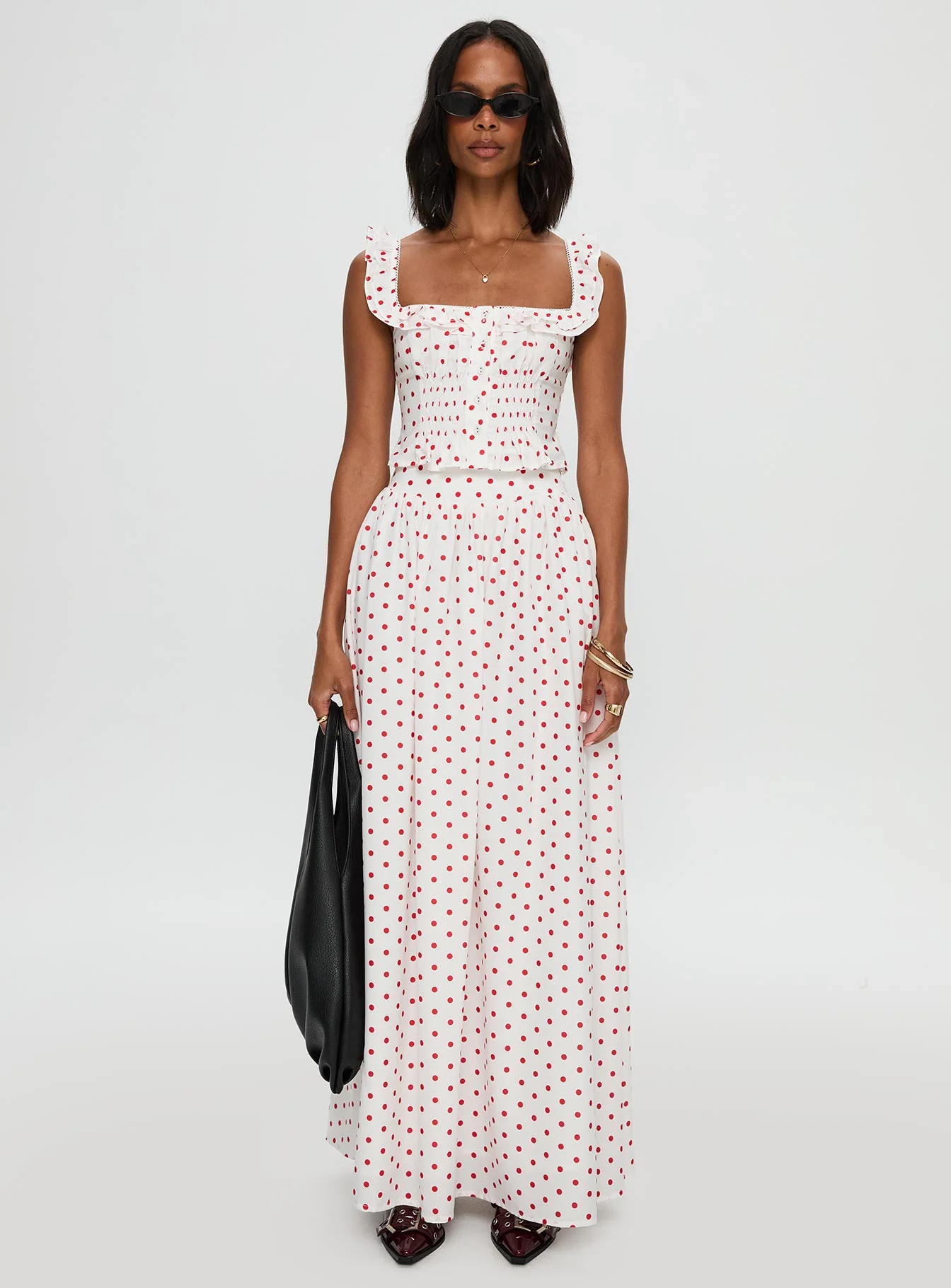 Valerio Maxi Skirt White / Red