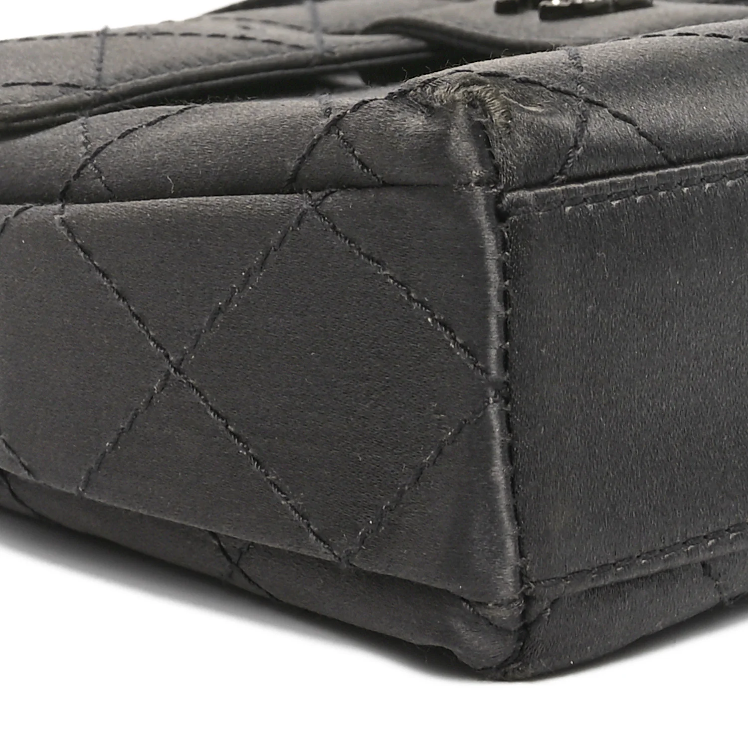 Satin Quilted Crystal CC Square Flap Grey - Top Club