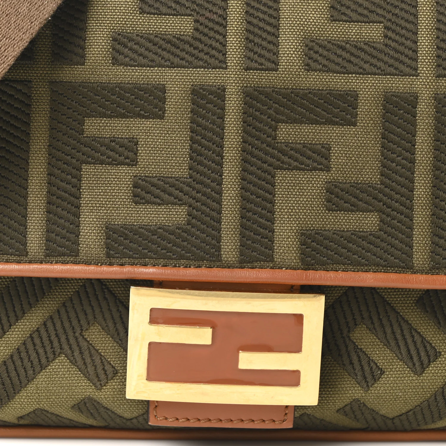 Canvas Vitello King FF Embroidered Baguette Amazzonia Cuoio - Top Club