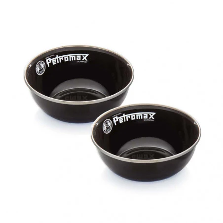 Petromax Enamel Bowl Set - Pack 2 black enamel bowls