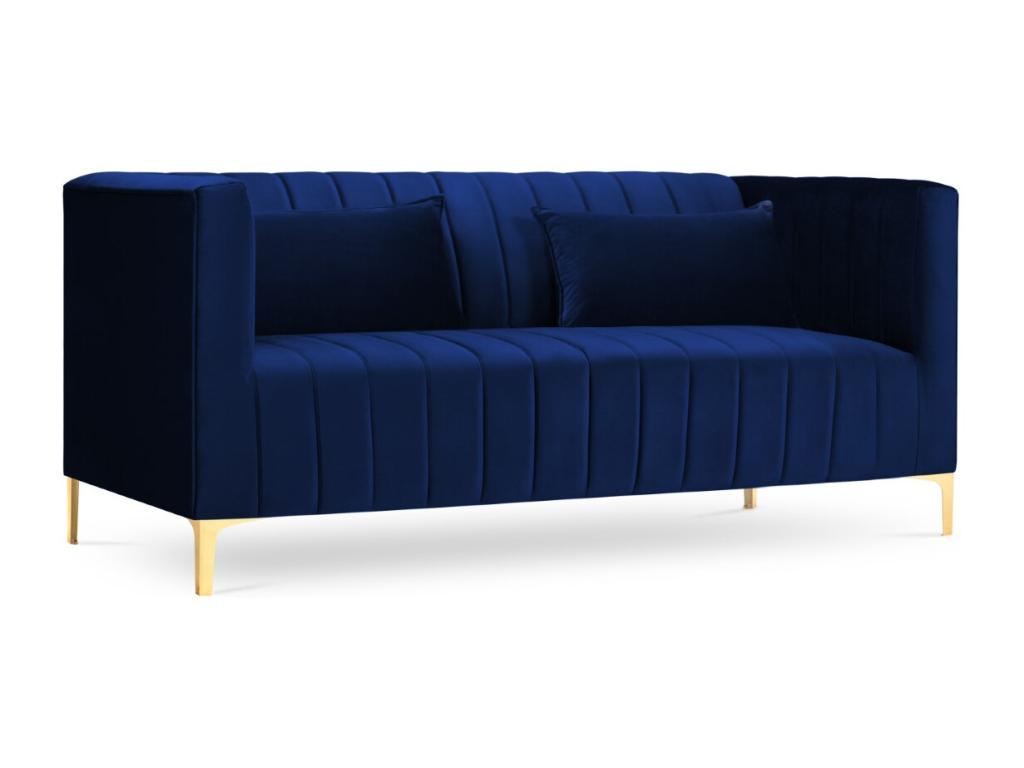 Casaplu - Sofá "Acton" 2 plazas de terciopelo azul regio - 160x85x74cm