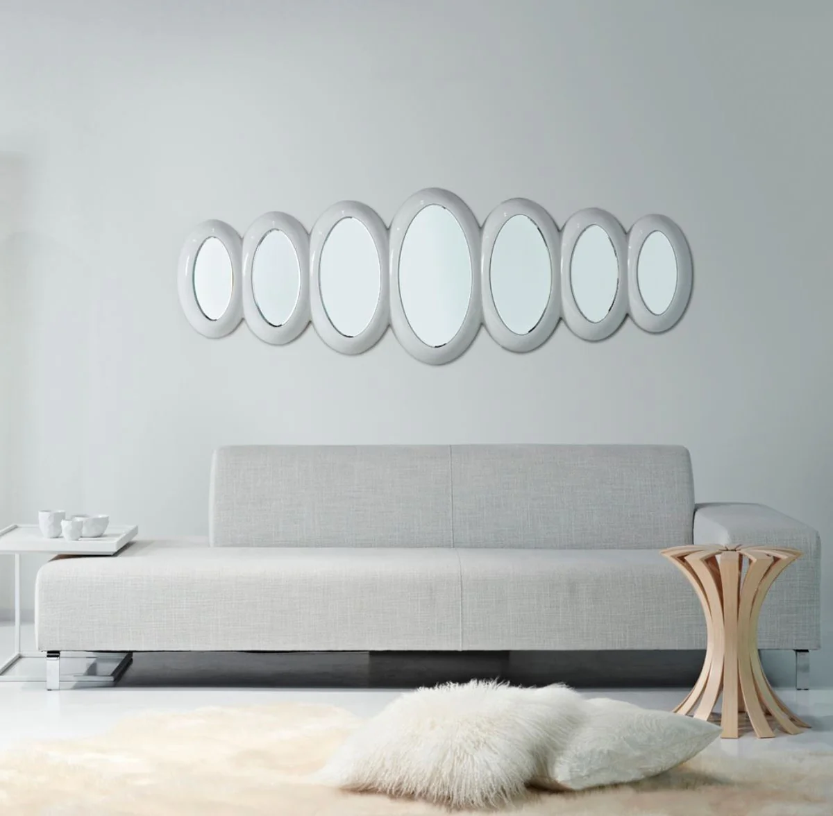 Luxury designer mirror high gloss white 195 x H. 67 cm - Hotel Collection