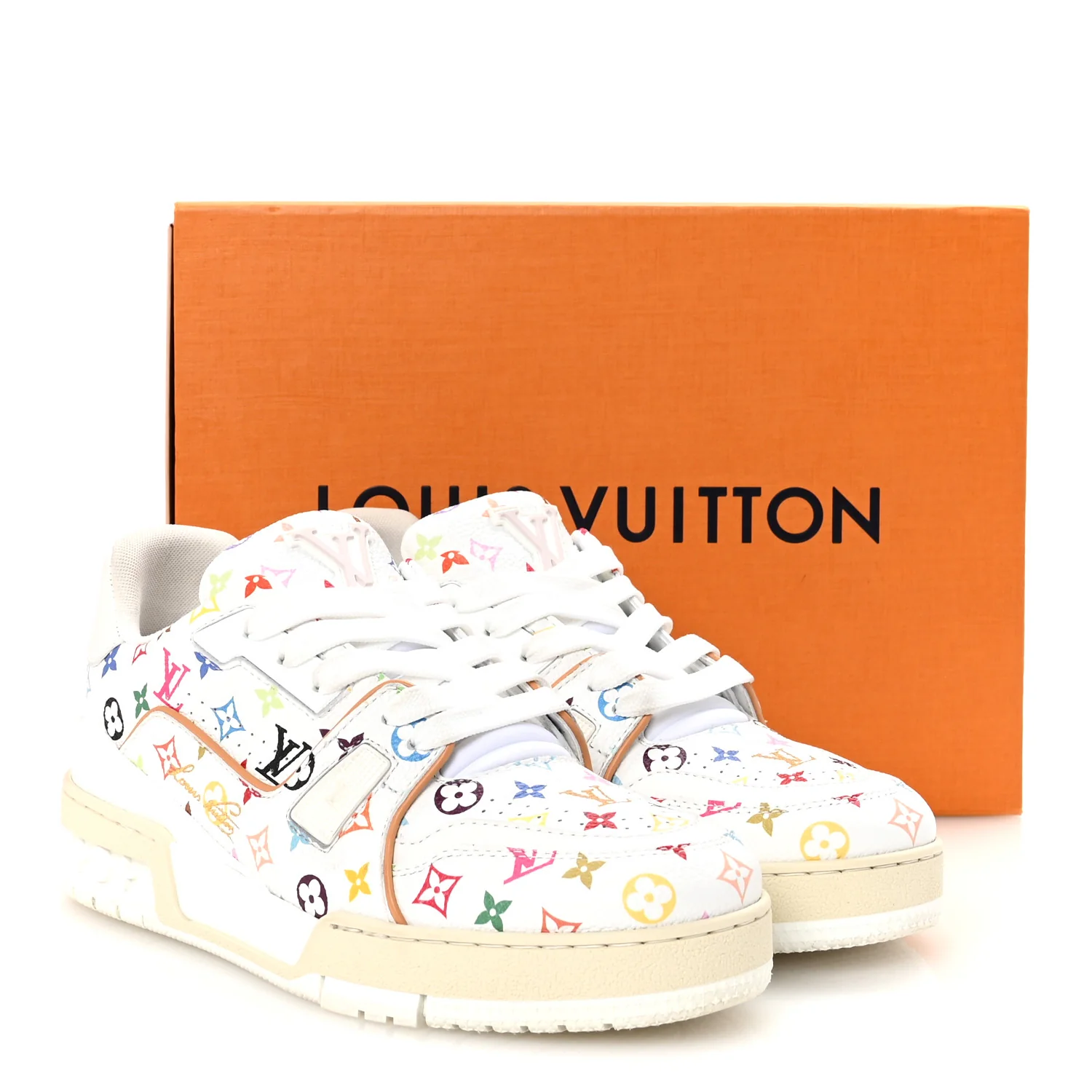 LV X TM Calfskin Monogram Multicolor Womens LV Trainer Sneakers 37.5 White - Top Club