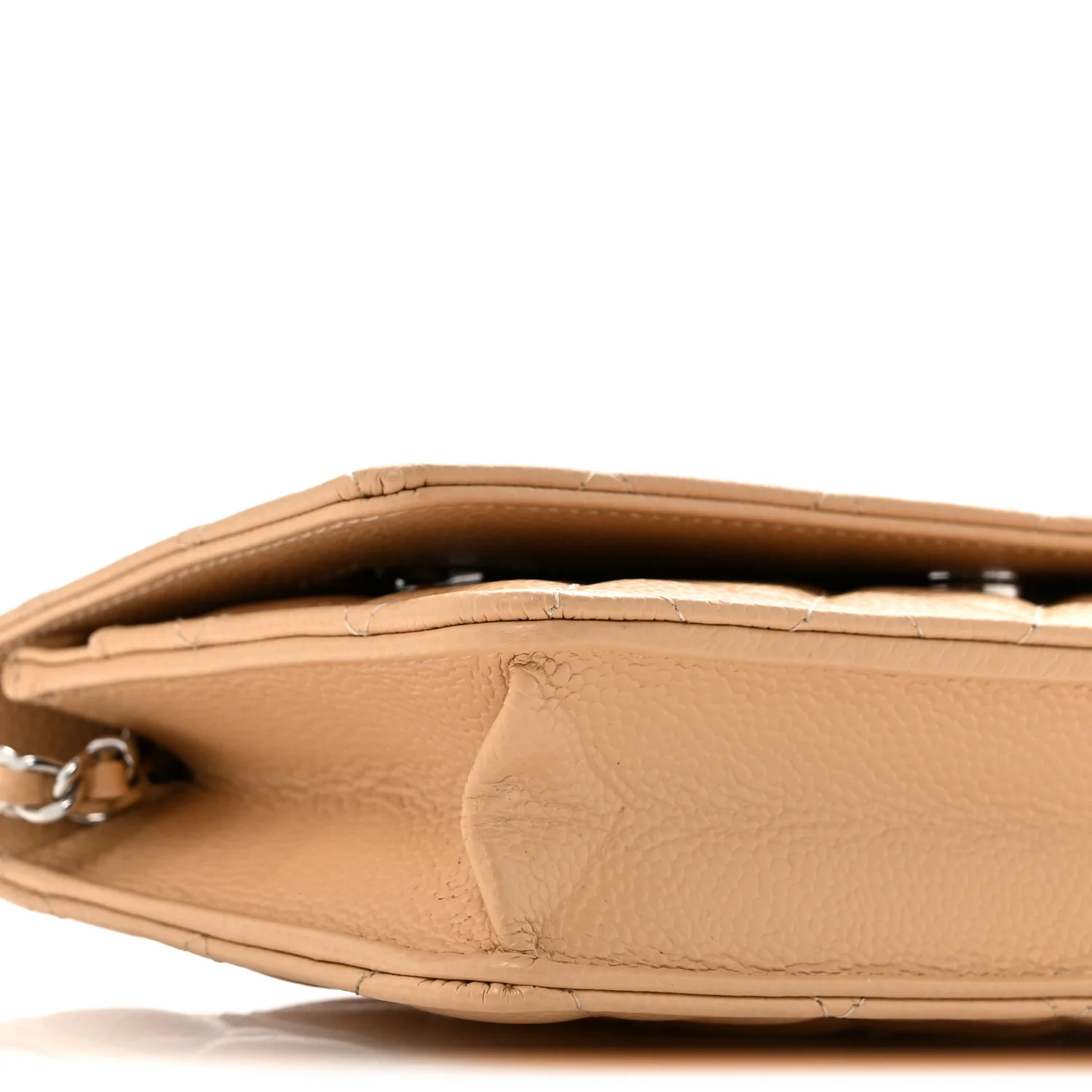 Caviar Quilted Wallet On Chain WOC Beige - Top Club